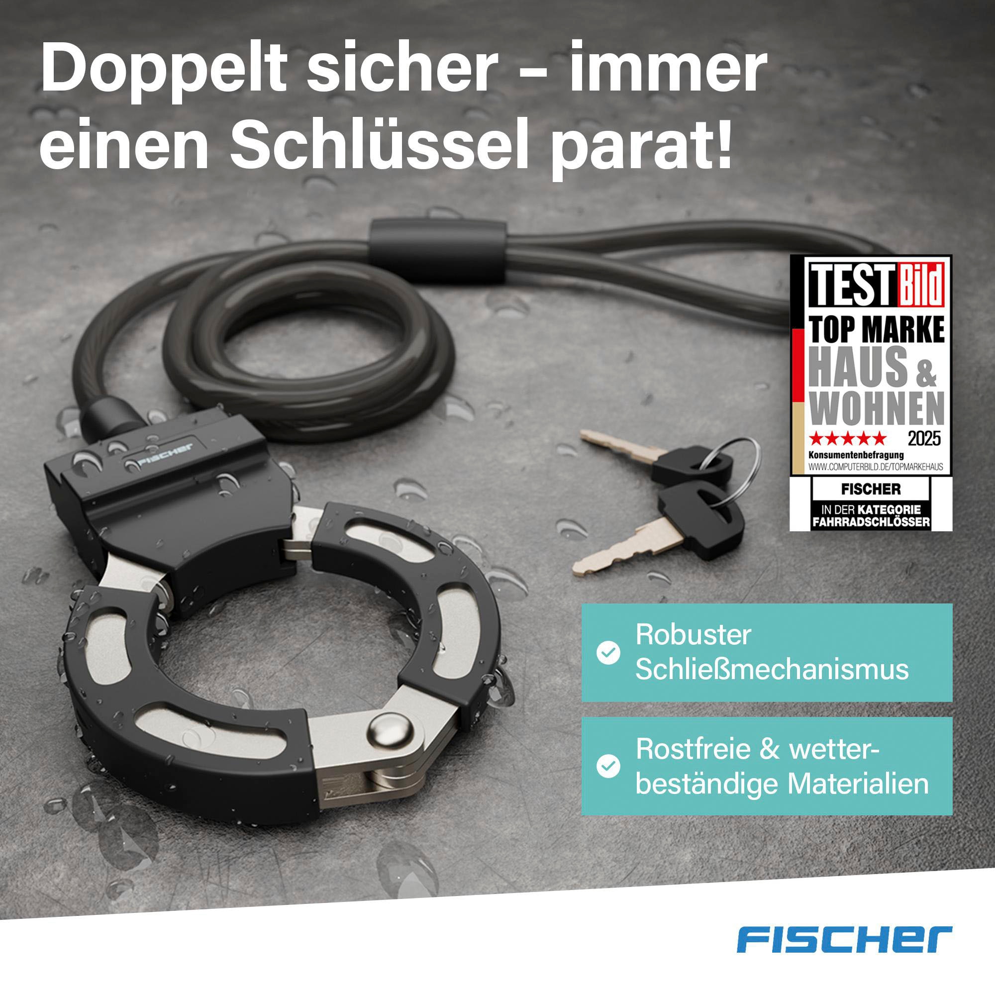 FISCHER Fahrrad Rahmenschloss »Handschellenschloss RK110/8«