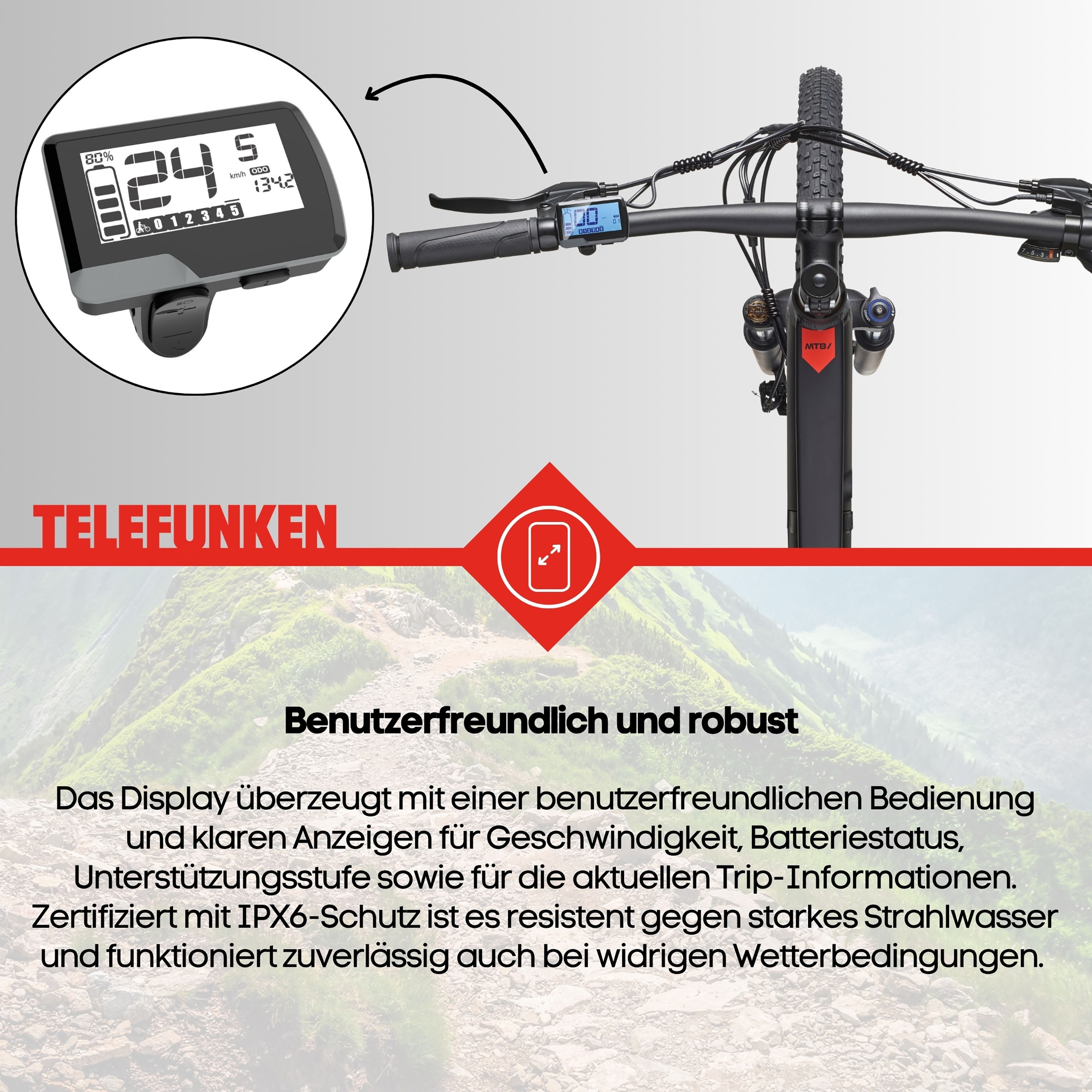 Telefunken »Aufsteiger M937« 7 Gang Shimano TY300D Schaltwerk Kettenschaltung Heckmotor 250 W Pedelec, Elektrofahrrad, Damen u. Herren, E-MTB, Mountainbike, 29 Zoll