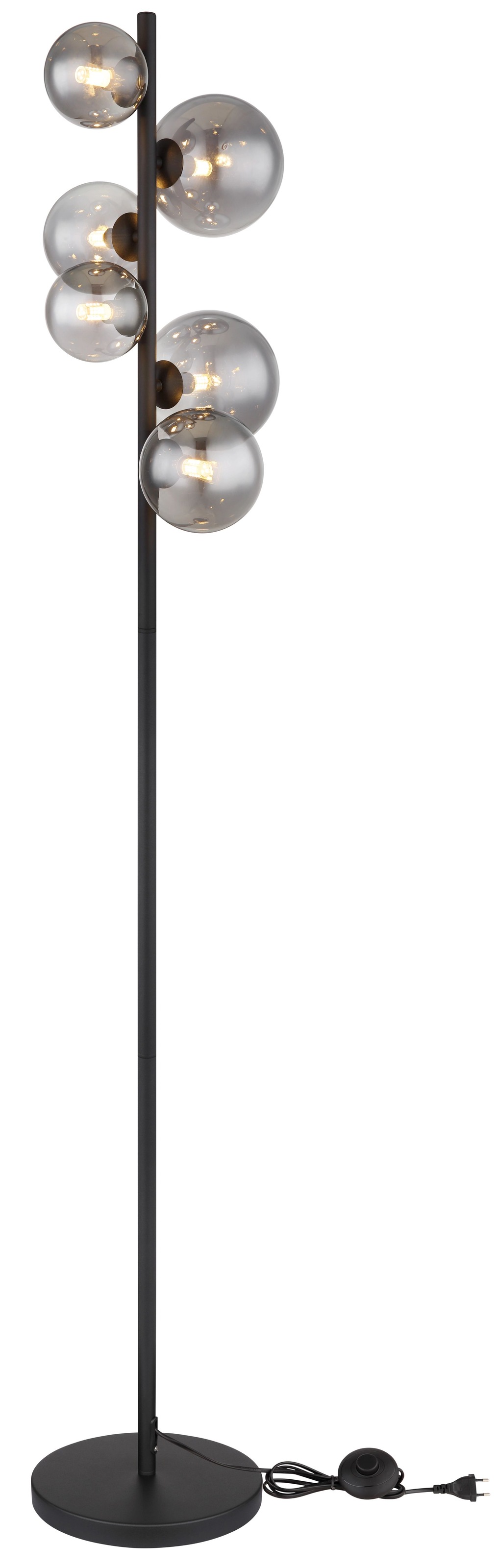 GLOBO LIGHTING LED Stehlampe »RIHA«, 6 flammig, Leuchtmittel G9 | LED fest integriert, ON/OFF Trittschalter