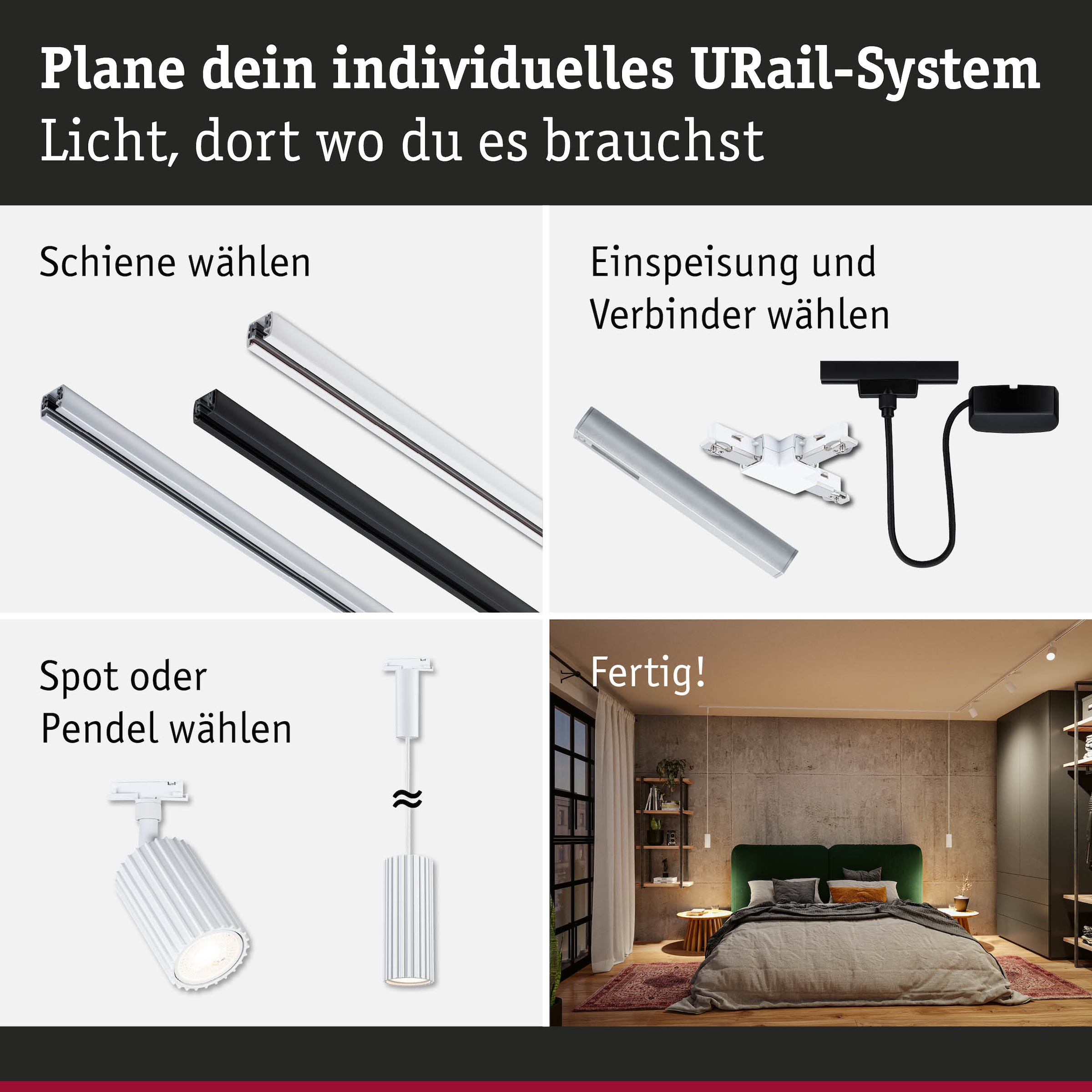 Paulmann Schienensystem-Leuchten »URail Spot Lirena max 1x10W GU10 230V« GU10 Dimmbar