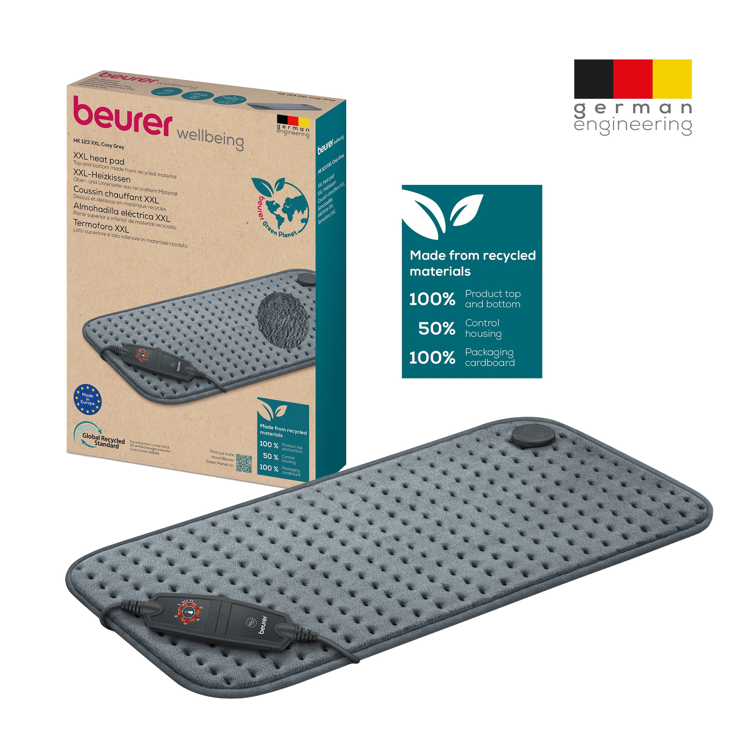 BEURER Heizkissen »HK 123 XXL, extra großes Format mit 60 x 30 cm für großflächige Wärme«, 3 Temperaturstufen, maschinenwaschbar, Sicherheitsabschaltung