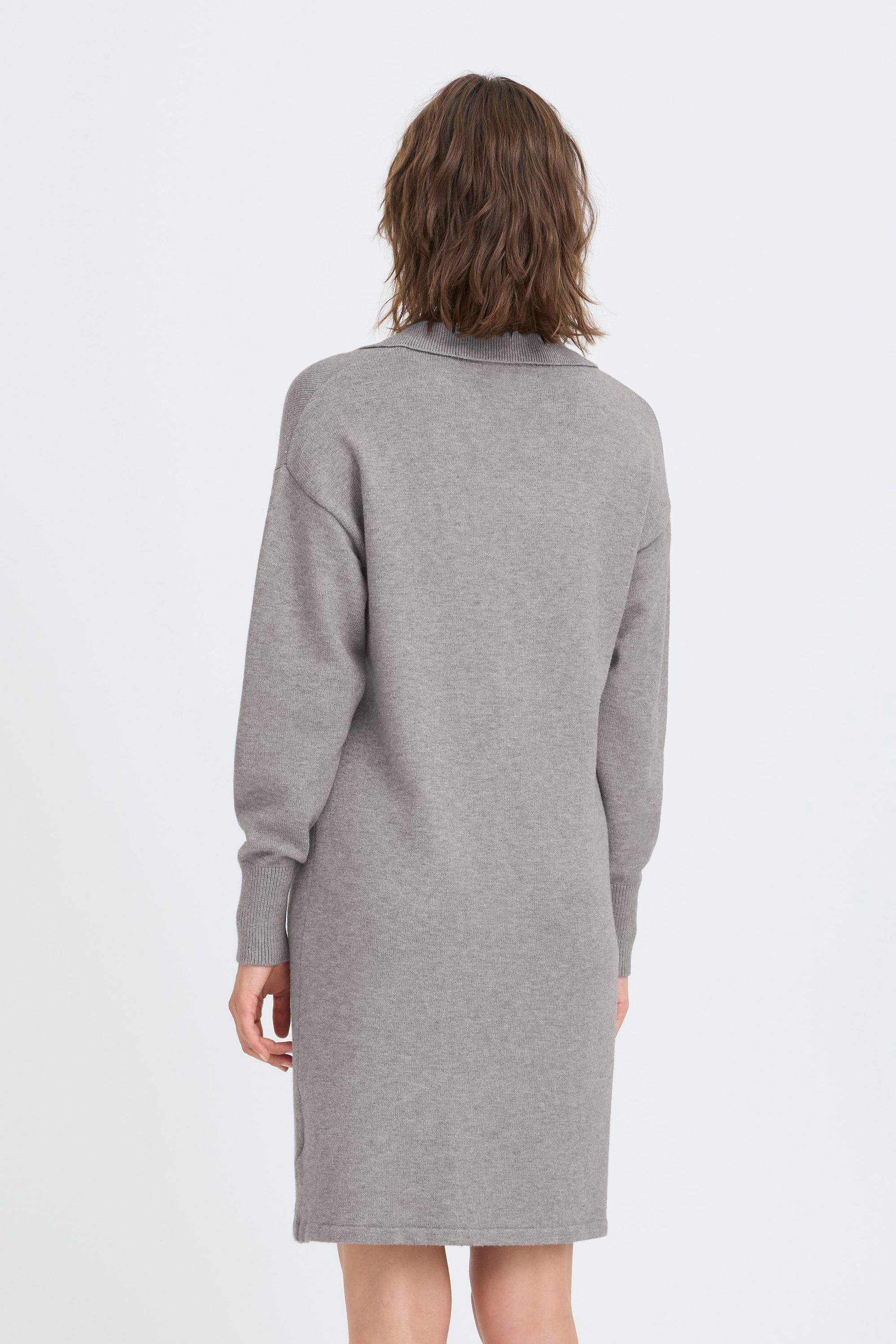 Strickkleid OXMO "Strickkleid OXBMMNERA DRESS", Damen, Gr. XS, N-Gr, grau (mid grau melange), Obermaterial: 50% Viskose CV. 27% Nylon NY. 23% Polyester PES., Kleider Strickkleid 3