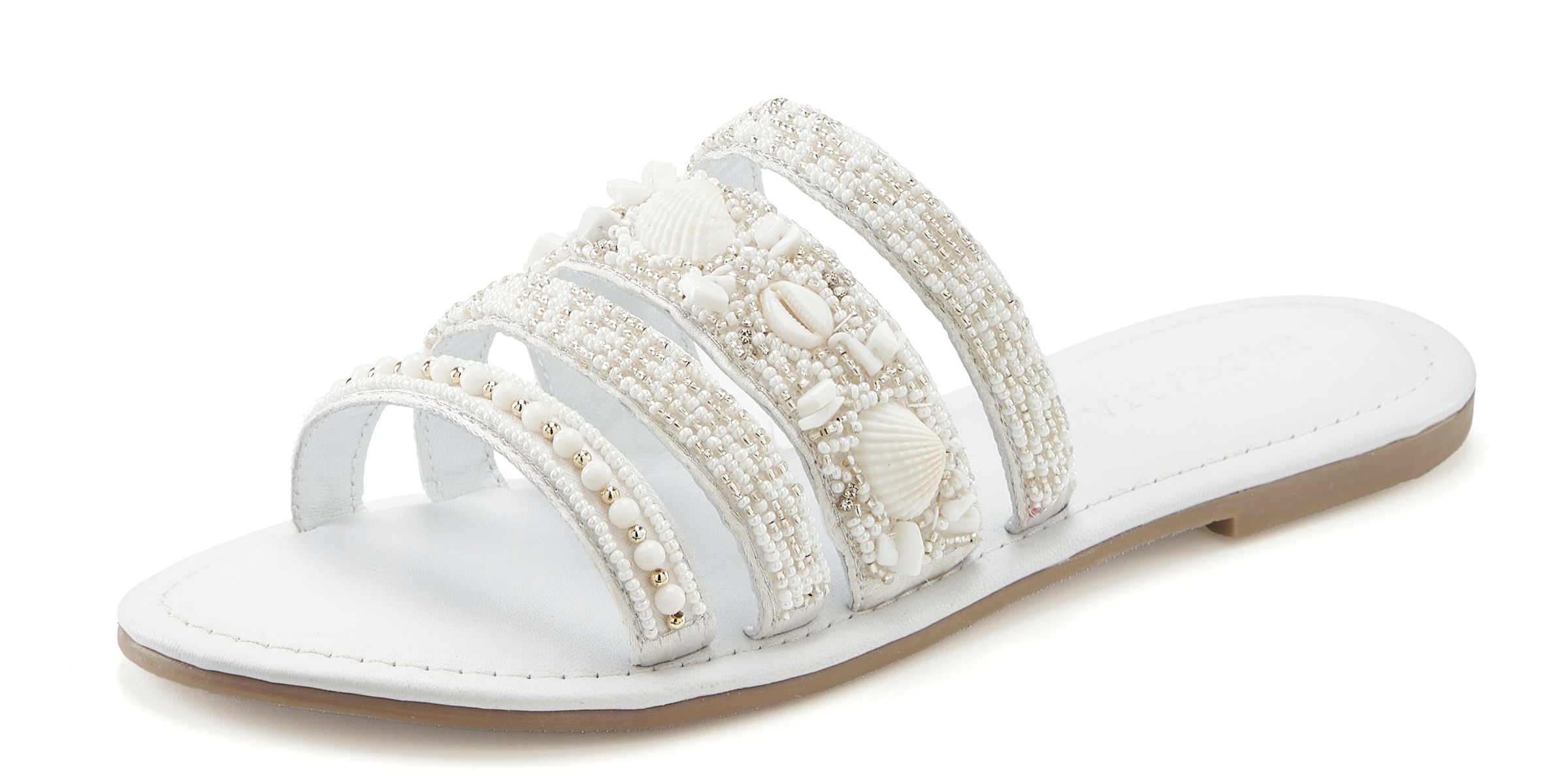 LASCANA Pantolette »Sandale, Sommerschuh, Mule,«, mit aufwendig verzierten Riemchen