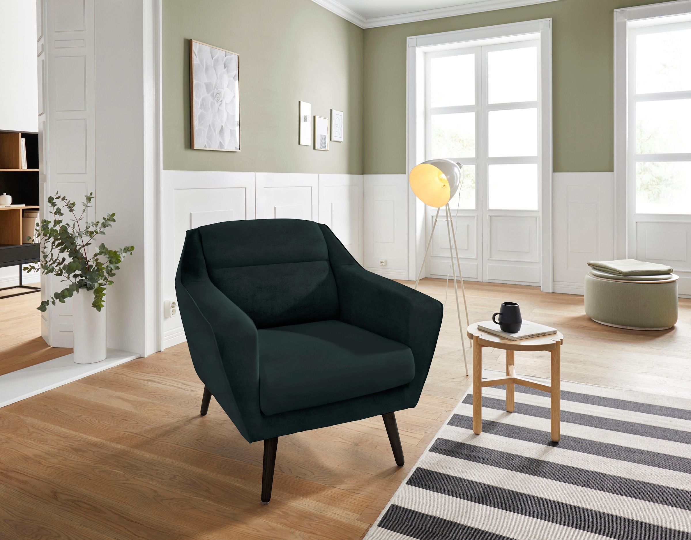 OTTO home Sessel "Bille" mit Naht im Rückenkissen und Eiche-Beinen, Design günstig online kaufen