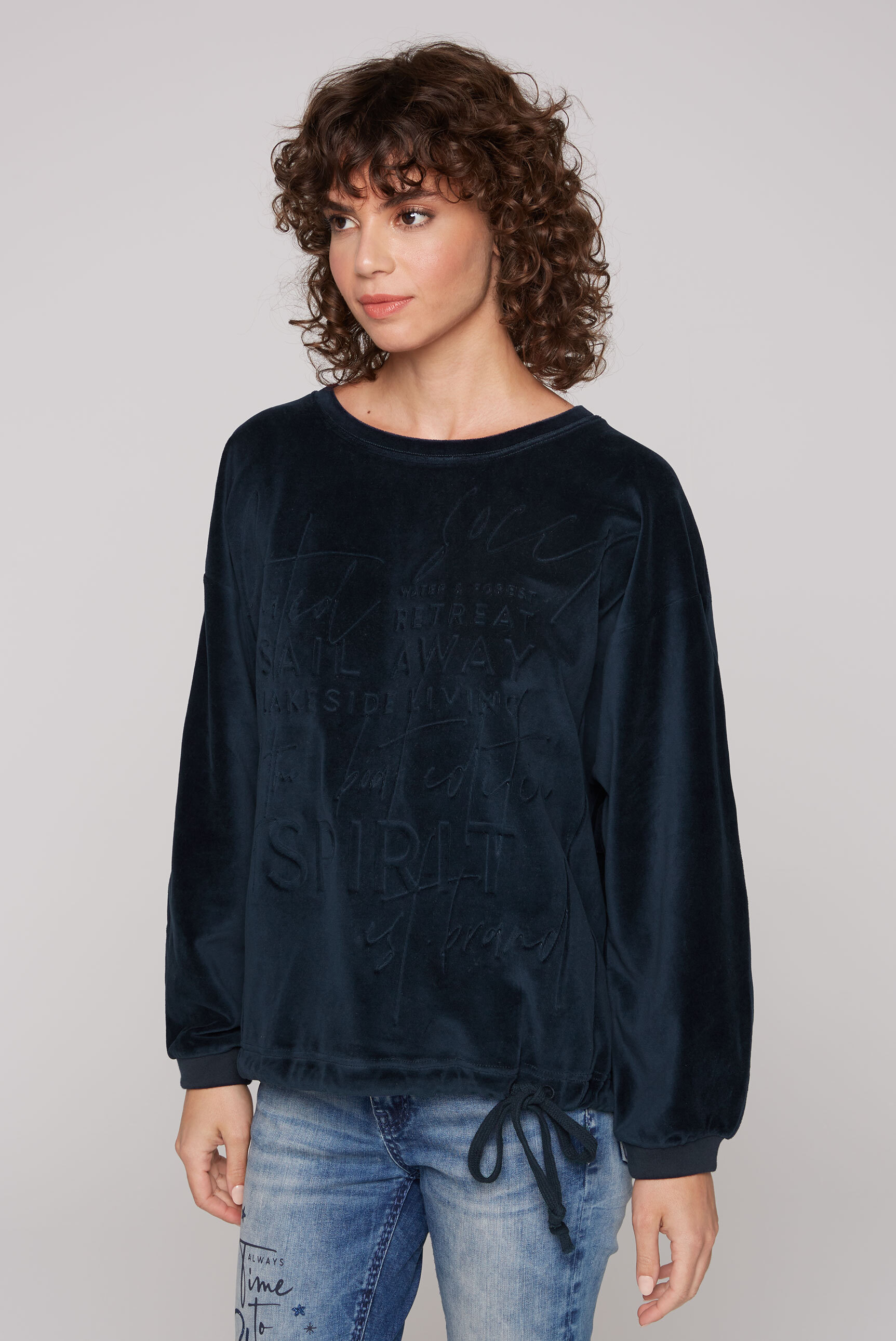 Sweater, mit Bindeband im Saum