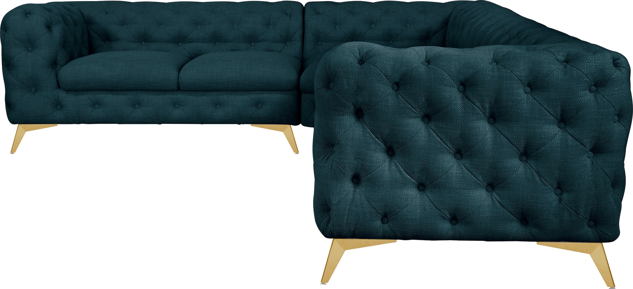 Leonique Chesterfield-Sofa "Ecksofa GLYNIS L-Form mit Wellenunterfederung, günstig online kaufen