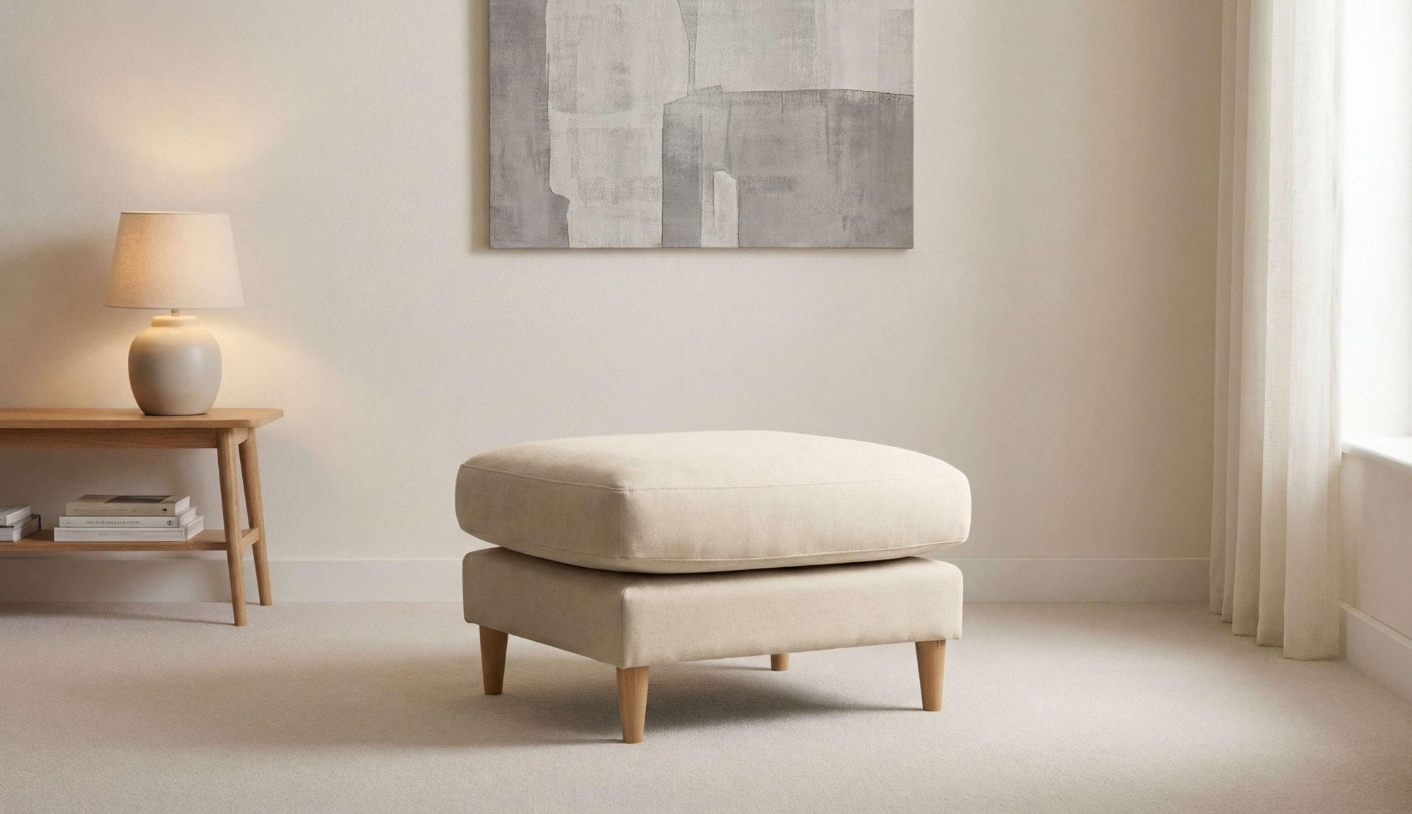 OTTO home Pouf "Finnian" Polsterhocker 70x70 cm, Chenille, Massivholzfüße