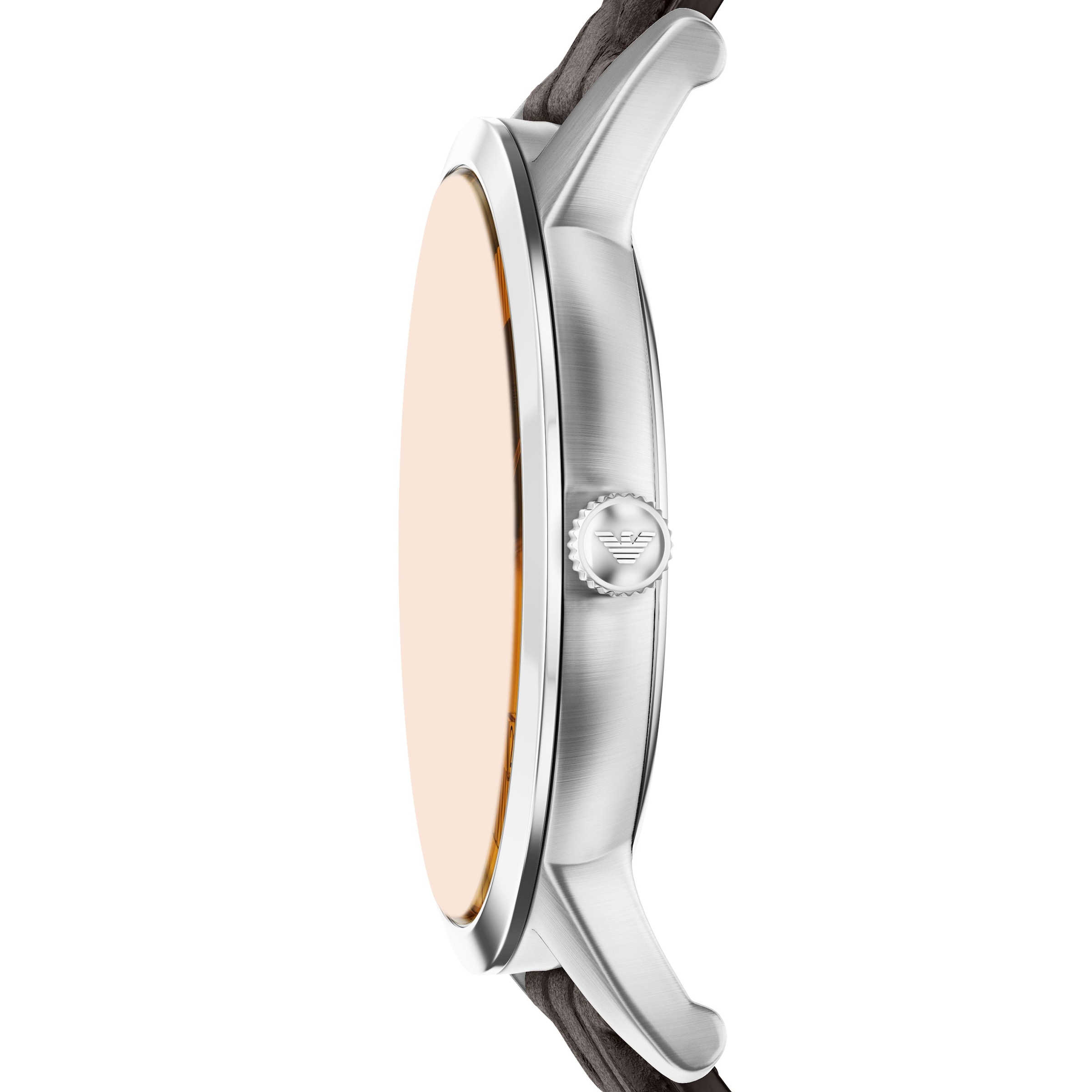 Emporio Armani Quarzuhr Armbanduhr, Herrenuhr, Lederarmband, analog, Tag