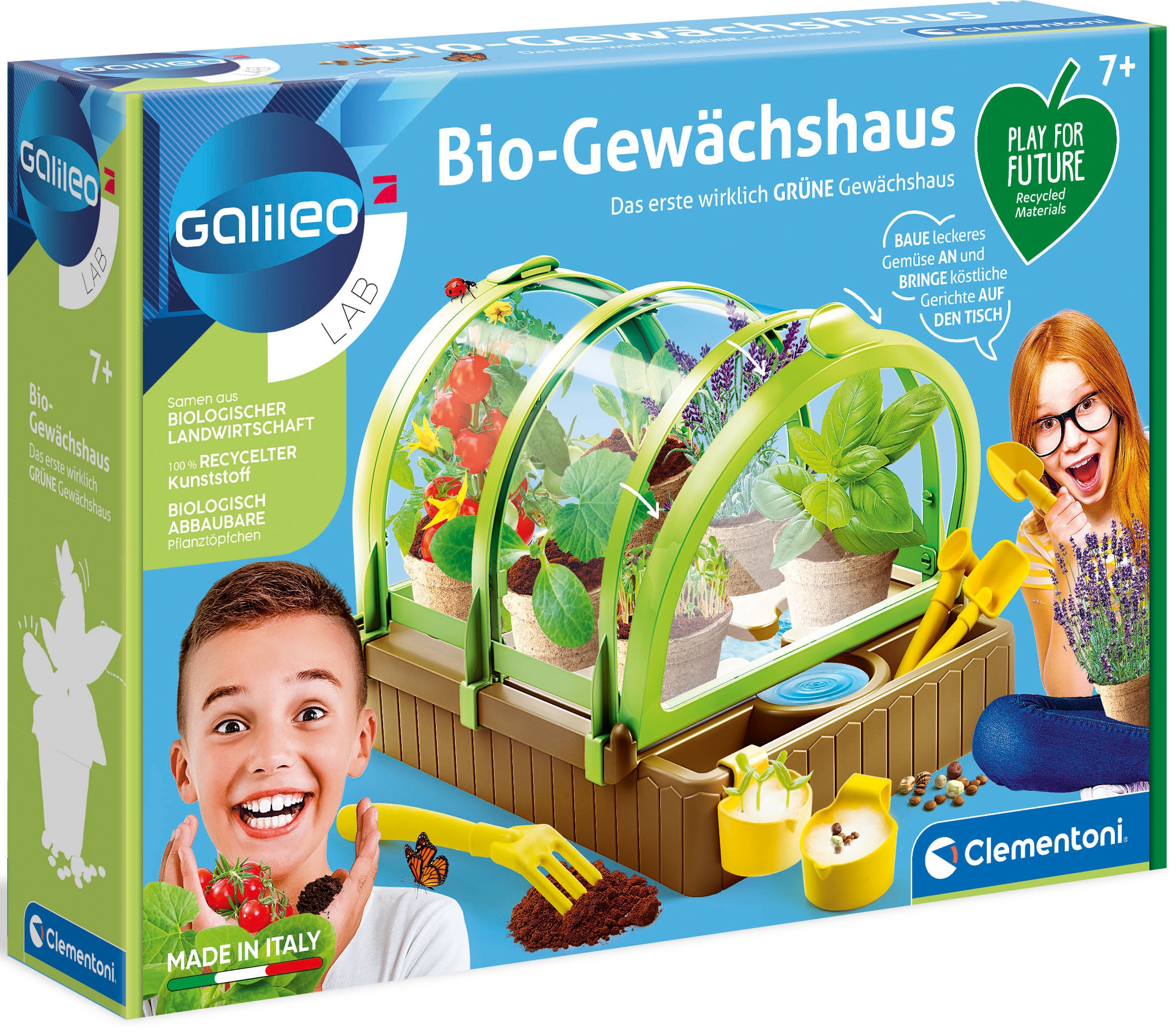 Clementoni® Experimentierkasten »Galileo, Play for Future Bio Gewächshaus«, aus recyceltem Material; Made in Europe