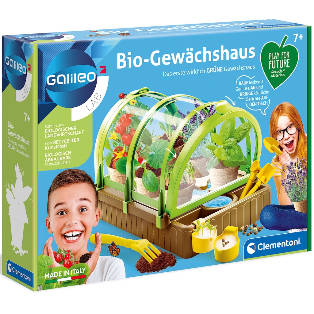 Clementoni® Experimentierkasten »Galileo, Play for Future Bio Gewächshaus«, aus recyceltem Material; Made in Europe