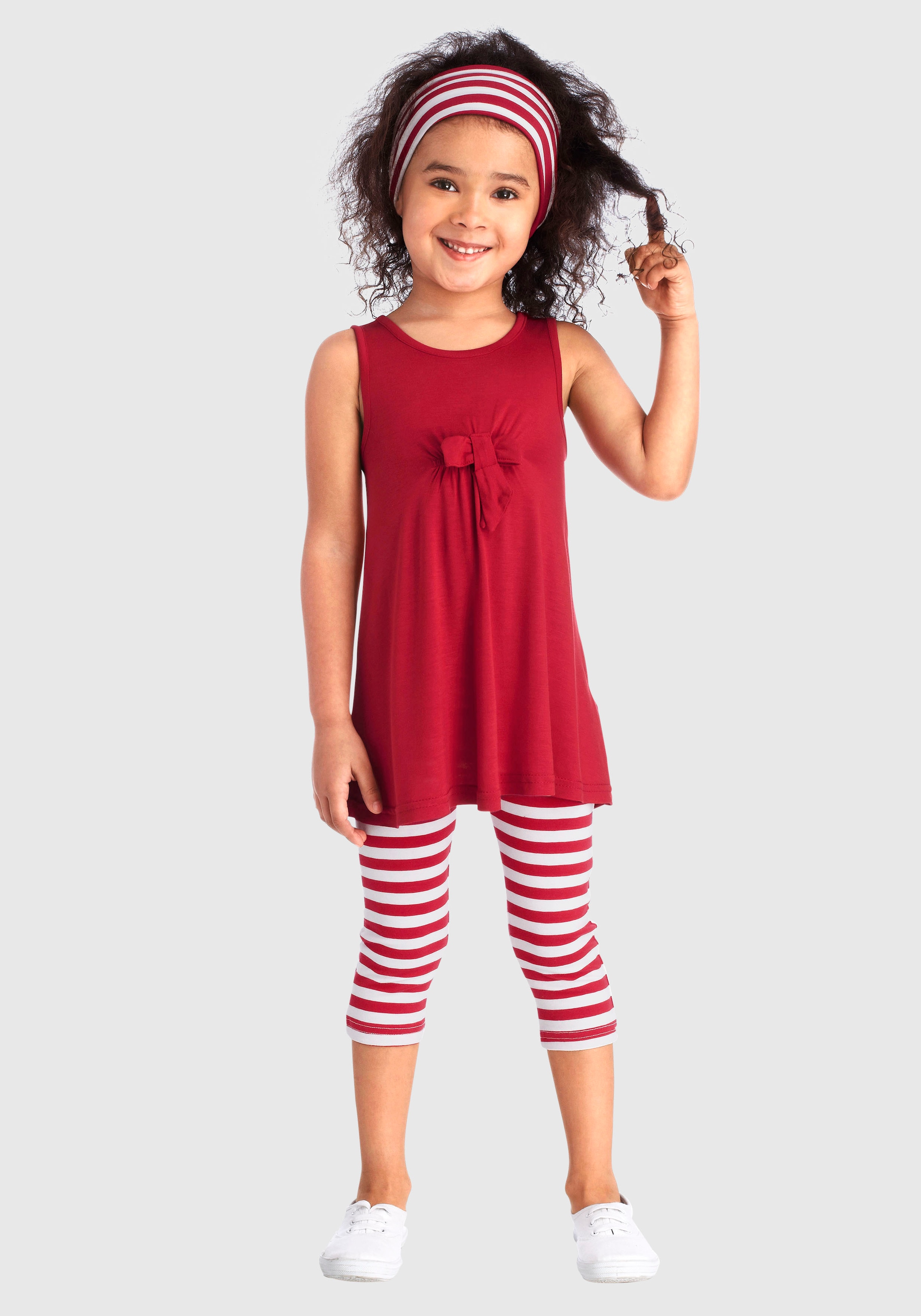 KIDSWORLD Kleid, Leggings & Haarband »3tlg. Set: Kleid, Capri und Haarband geringelt«, Capri und Haarband maritim geringelt