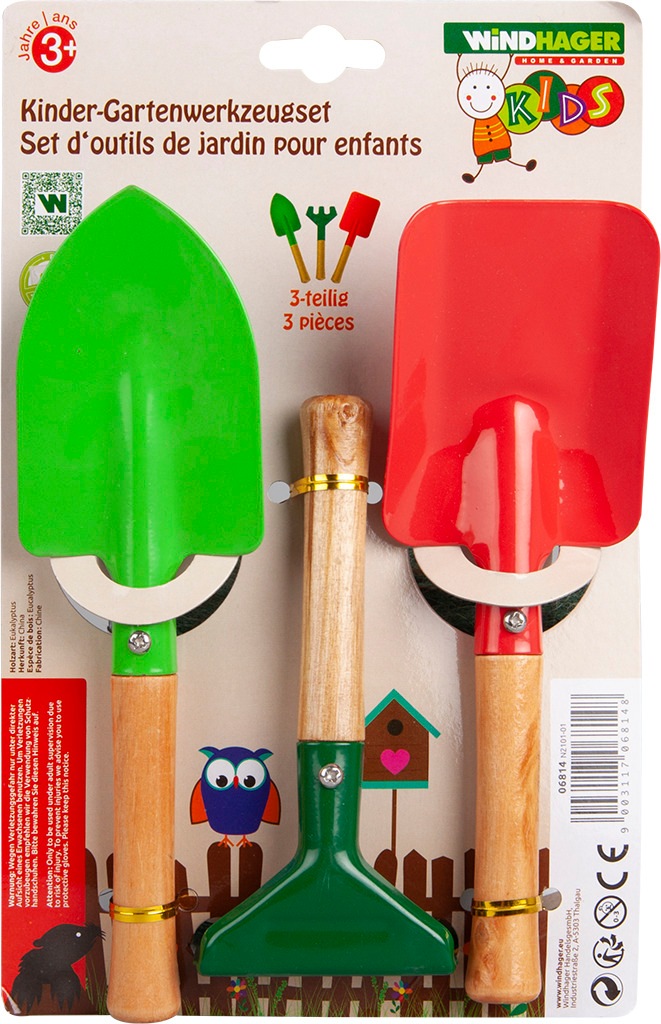 Windhager Spielzeug-Gartenset »für Kinder, Gartenwerkzeug aus Metall« inklusive Rechen, Hohlschaufel und Spitzschaufel