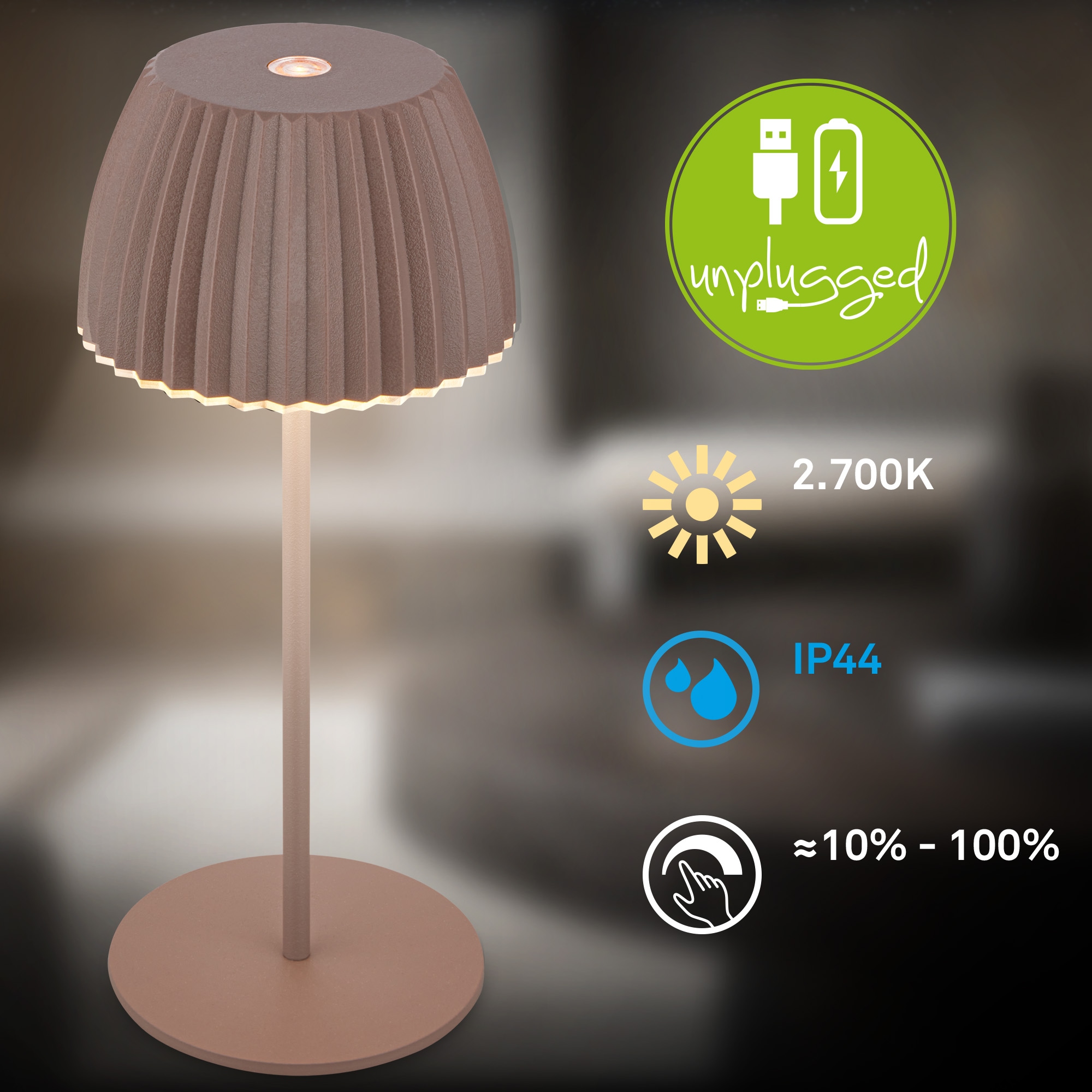 Briloner Leuchten LED Tischleuchte »Akku LED Tischleuchte«, Leuchtmittel LED-Modul | LED fest integriert