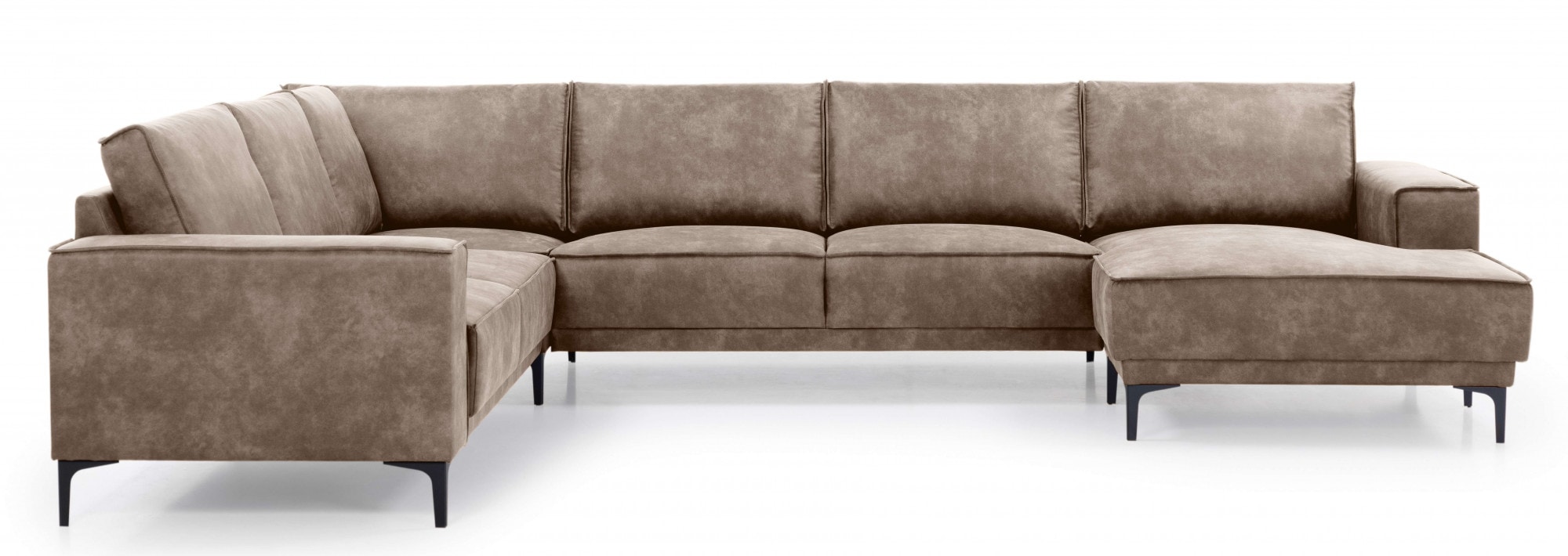Places of Style Wohnlandschaft »XXL Sofa Oland, Struktur, Flachgewebe, Luxus-Microfaser, Boucle«, U-Form, 342 cm, Wellenunterfederung, Skandi-Design, Metallfüße