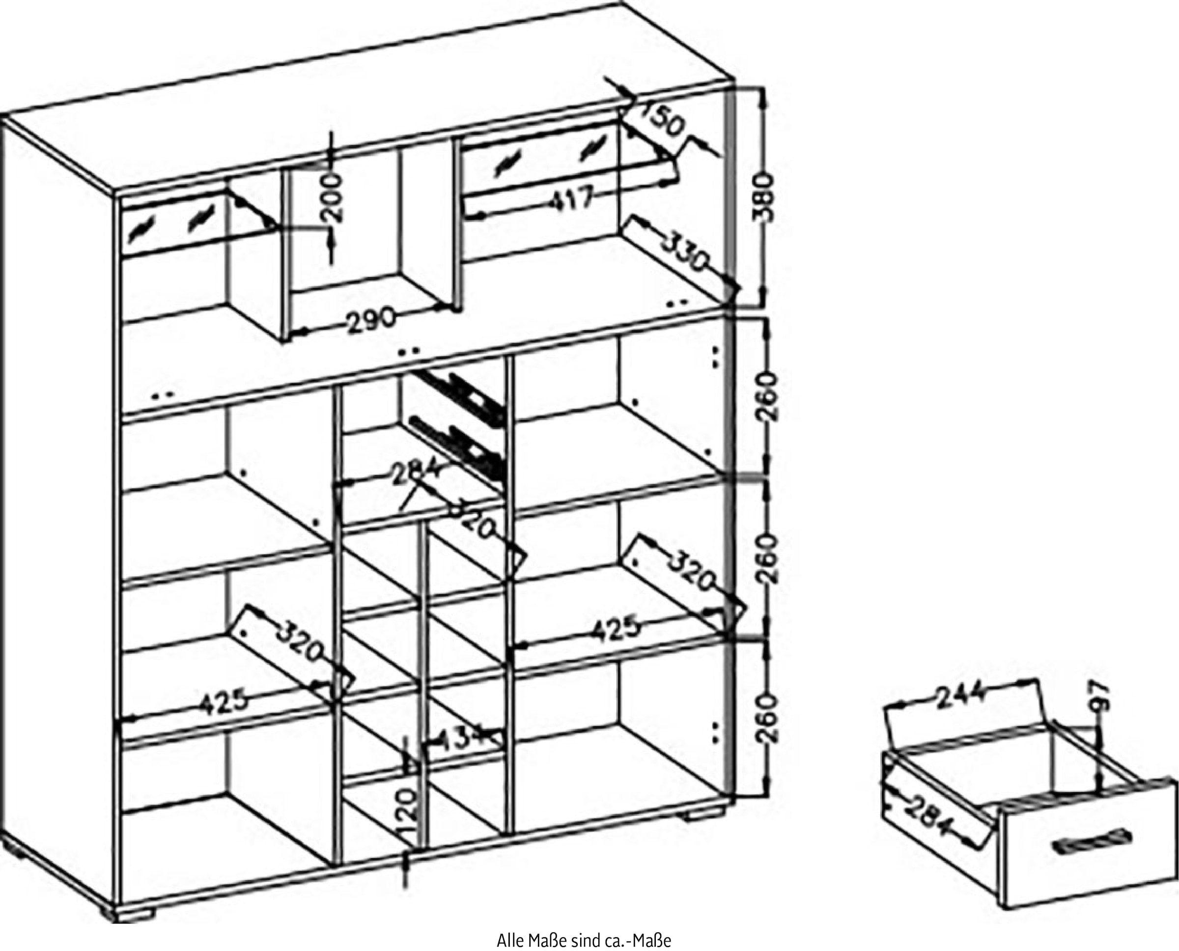 Innostyle Barschrank »FUN PLUS II«, 2 Holztüren, 19 Fächer, 1 Klappe, Softclose, ABS Kantenschutz