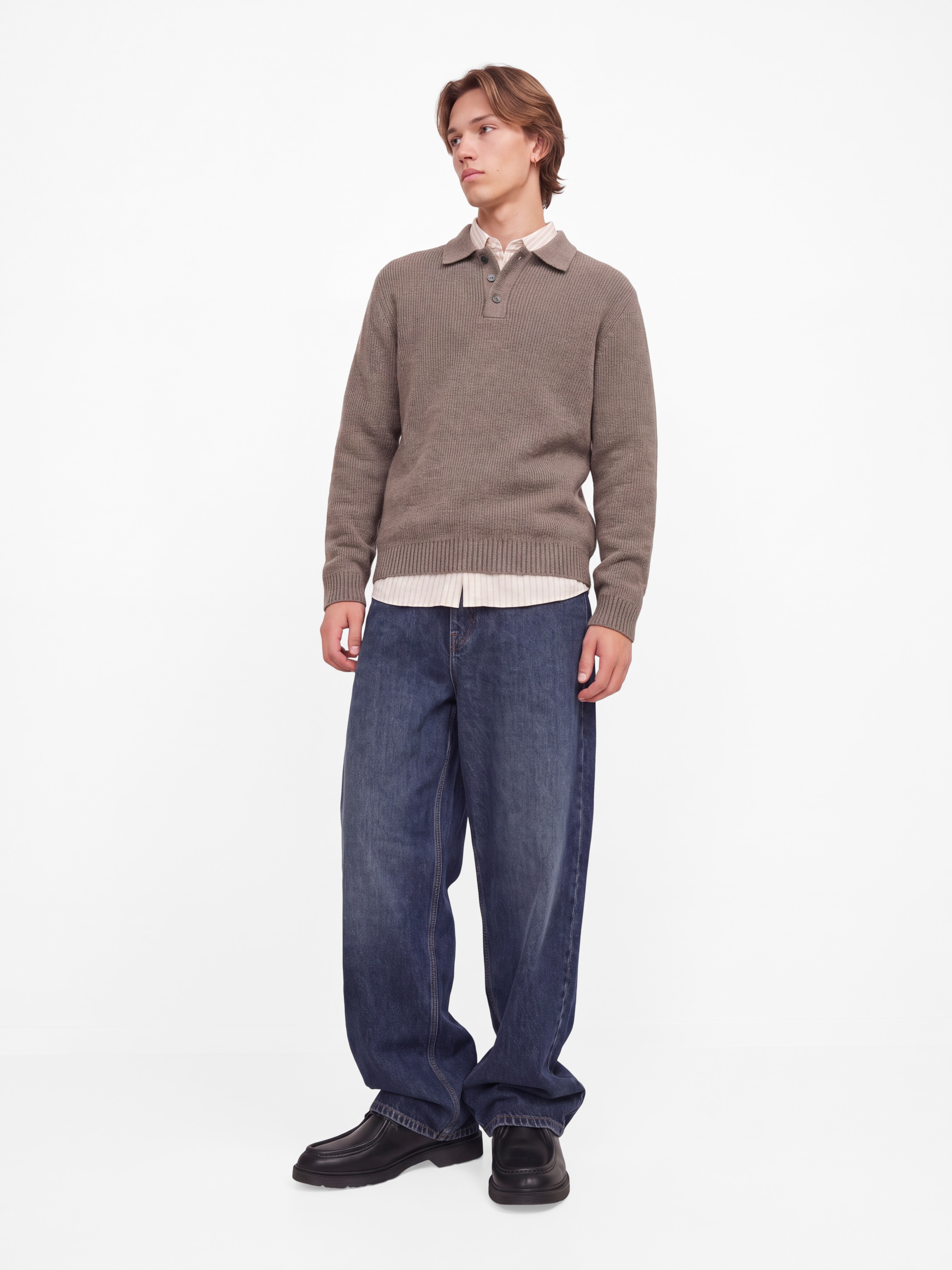 Jack & Jones Polokragenpullover »JPRBLAWESLEY KNIT POLO LS BF LN« Baumwollmischung, regular fit