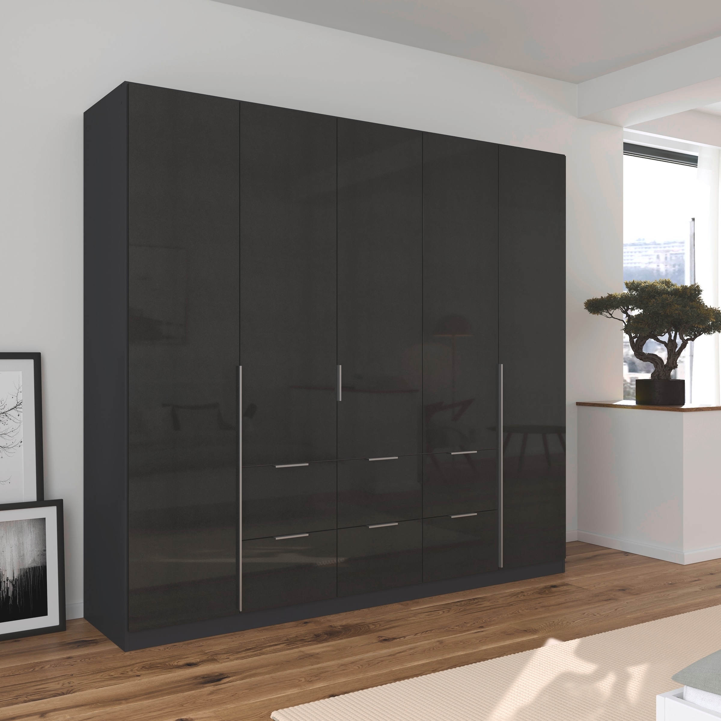 rauch Drehtürenschrank »Kleiderschrank Schrank Garderobe AGORDO mit Dekor- oder Hochglanzfront«, mit Außenschubkästen, in 6 Breiten und 2 Höhen MADE IN GERMANY