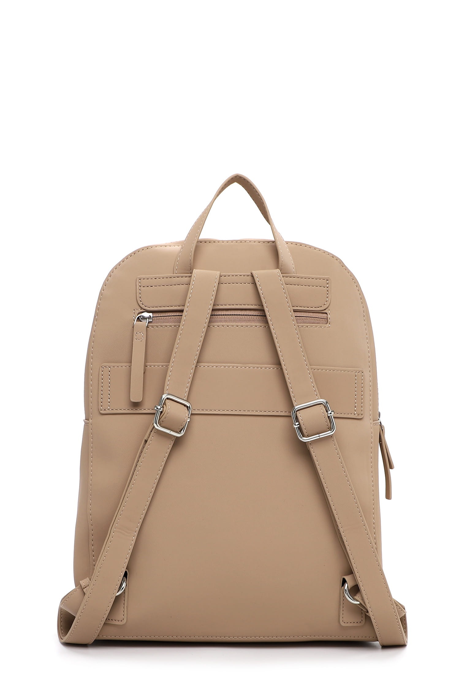 Rucksack TAMARIS "Rucksack TAS Kimi", Damen, Gr. B/H/T: 35cm x 39cm x 13cm, grau (taupe 900), Obermaterial: 60% Polyurethan PU. 40% Polyester PES., Rucksäcke Rucksack 2