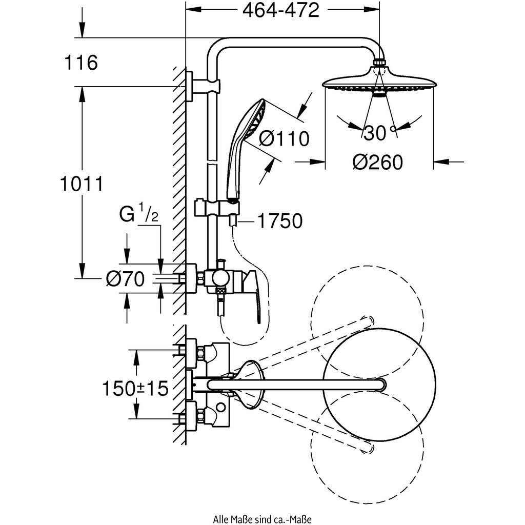 Grohe Duschsystem »Vitalio Joy System 260«, (Packung)