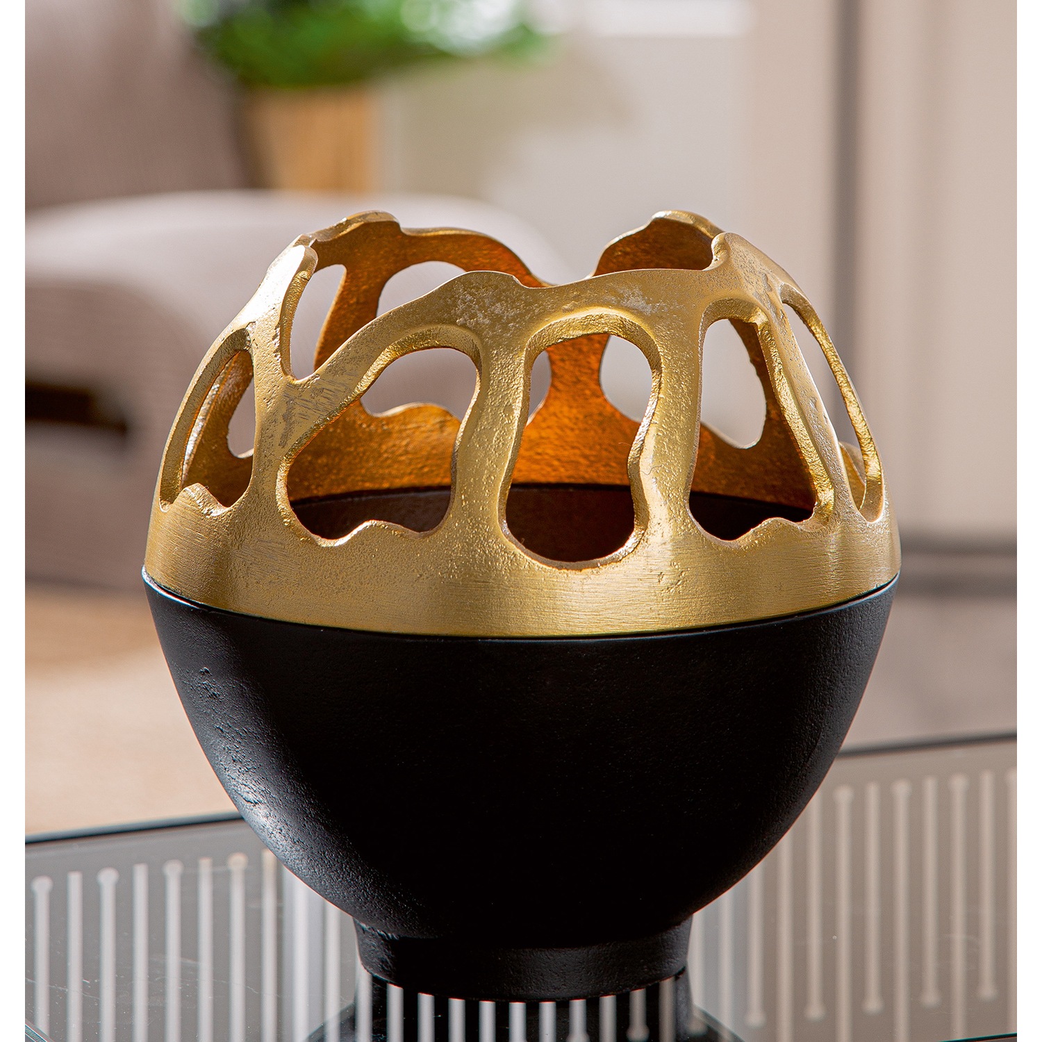 GILDE Windlicht "Windlicht Branca goldfarben; schwarz", (1 St.) günstig online kaufen