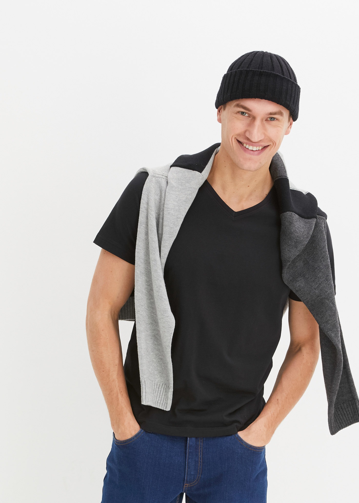 bonprix T-Shirt "T-Shirt mit V-Ausschnitt (3er Pack)" Packung, 3, 3 Stk. tl günstig online kaufen