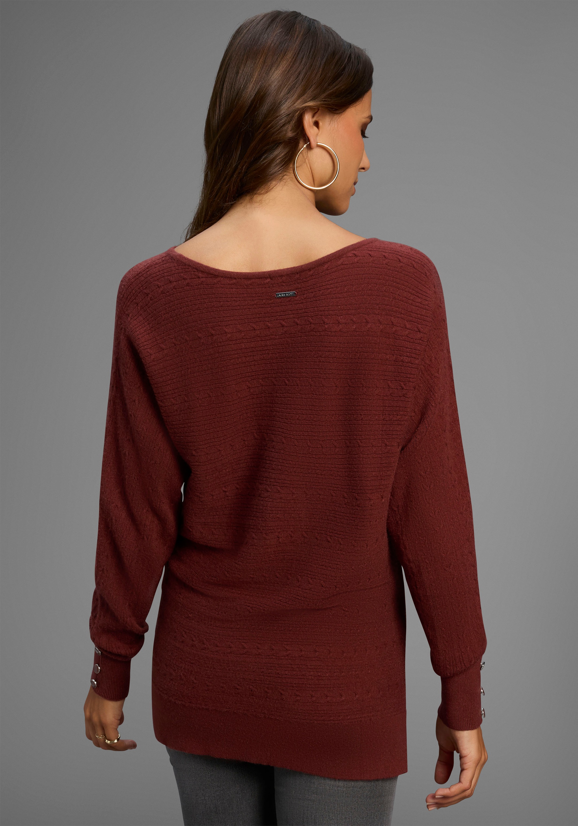 Thumbnail - Laura Scott Fledermauspullover, kuscheliger Winterstrick mit Zopfstrickmuster - NEUE KOLLEKTION