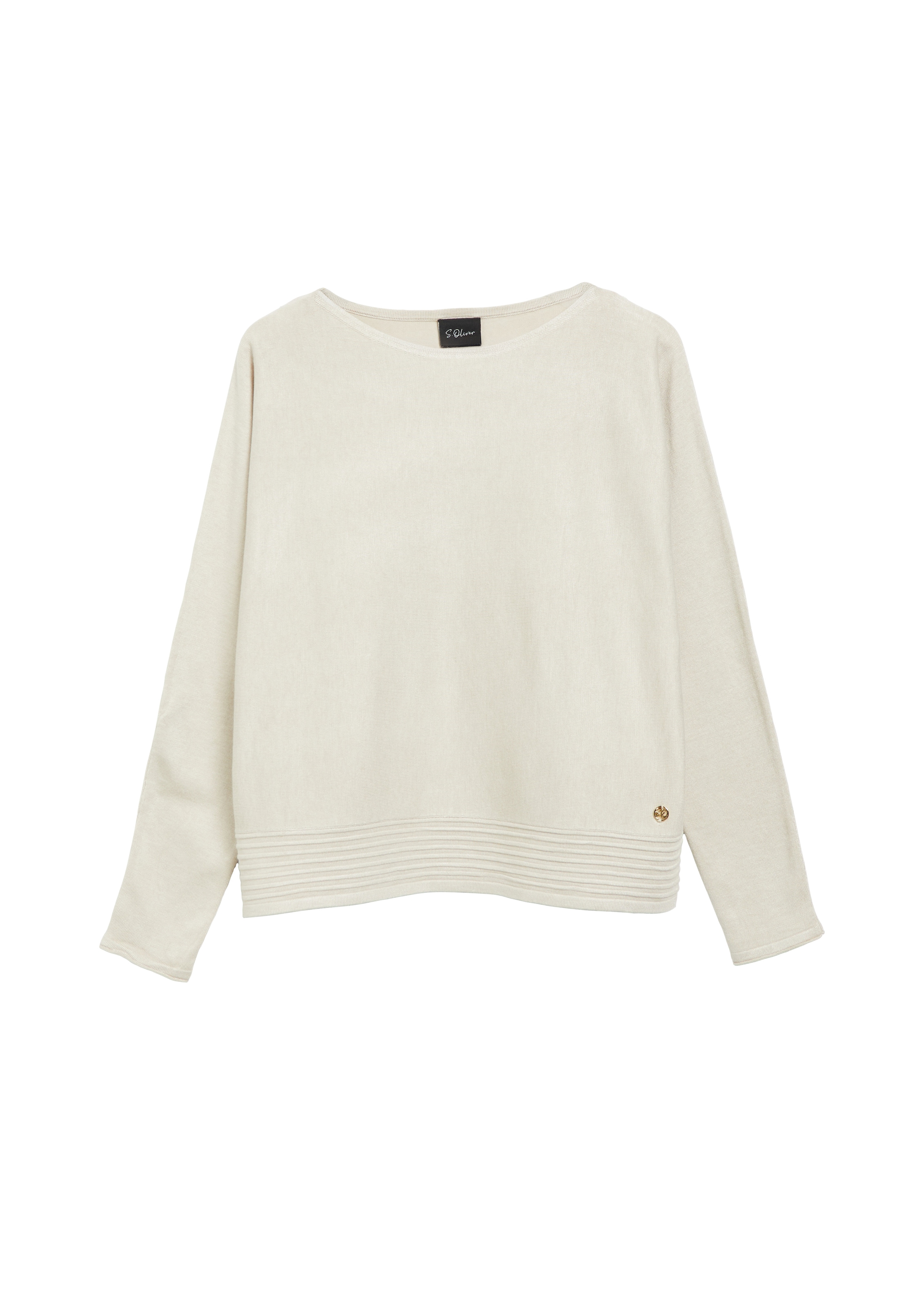 s.Oliver BLACK LABEL Rundhalspullover mit tiefem Rundhalsausschnitt, atmungsaktiv, elastisch