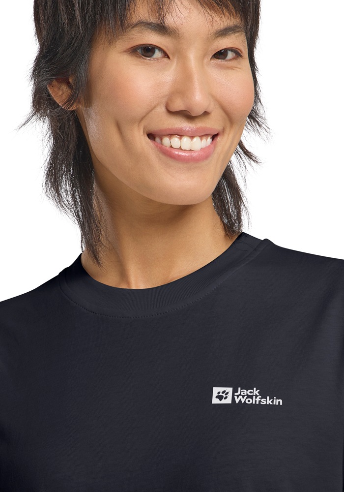 T-Shirt JACK WOLFSKIN "ESSENTIAL T W", Damen, Gr. S (36), schwarznavy, Obermaterial: 100% Baumwolle, Shirts T-Shirt 3