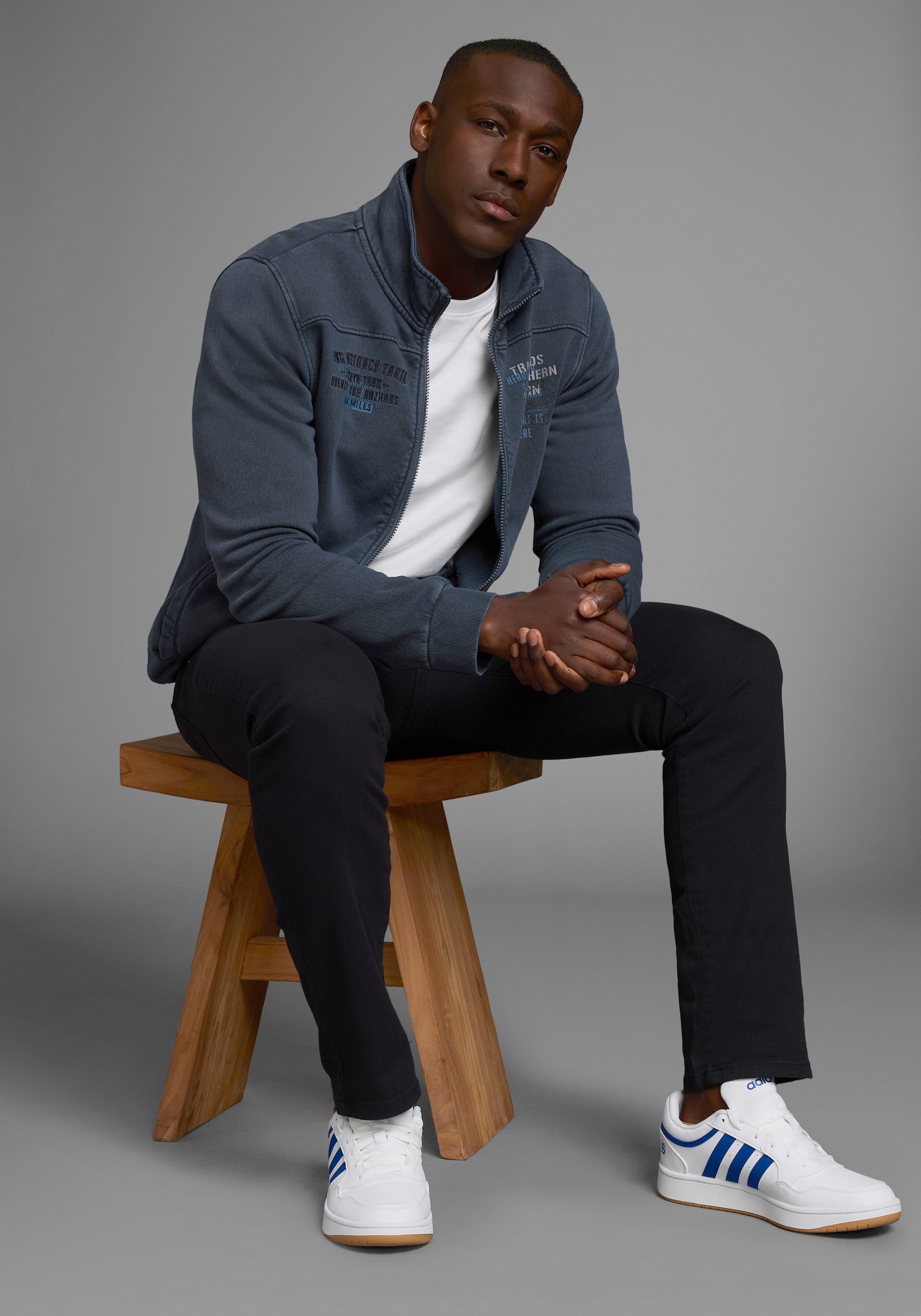 Man's World Sweatjacke, mit Print und Stickerei