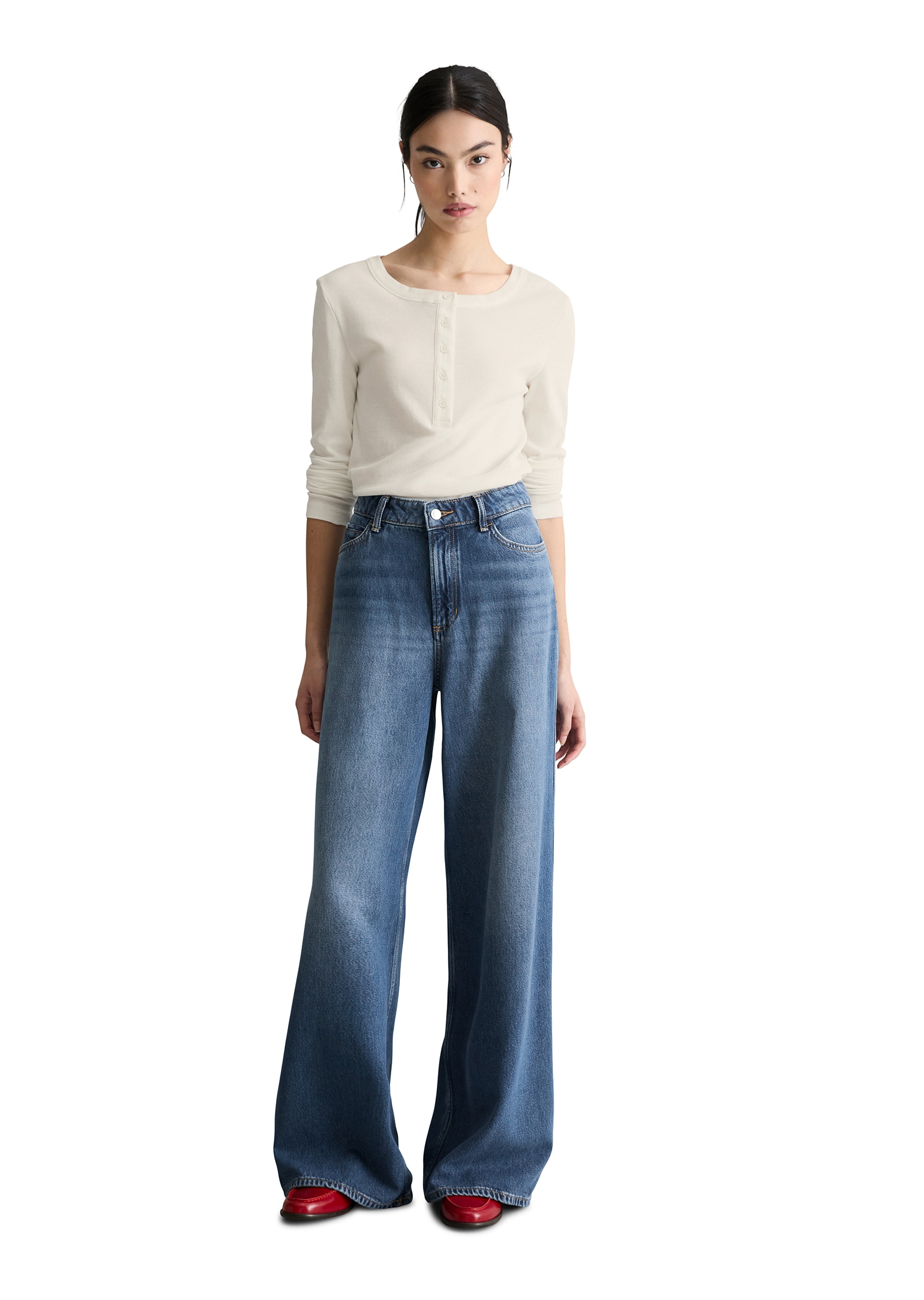 Marc O'Polo DENIM Weite Jeans Model Anjo wide aus fließendem Lyocell-Mix, High Waist