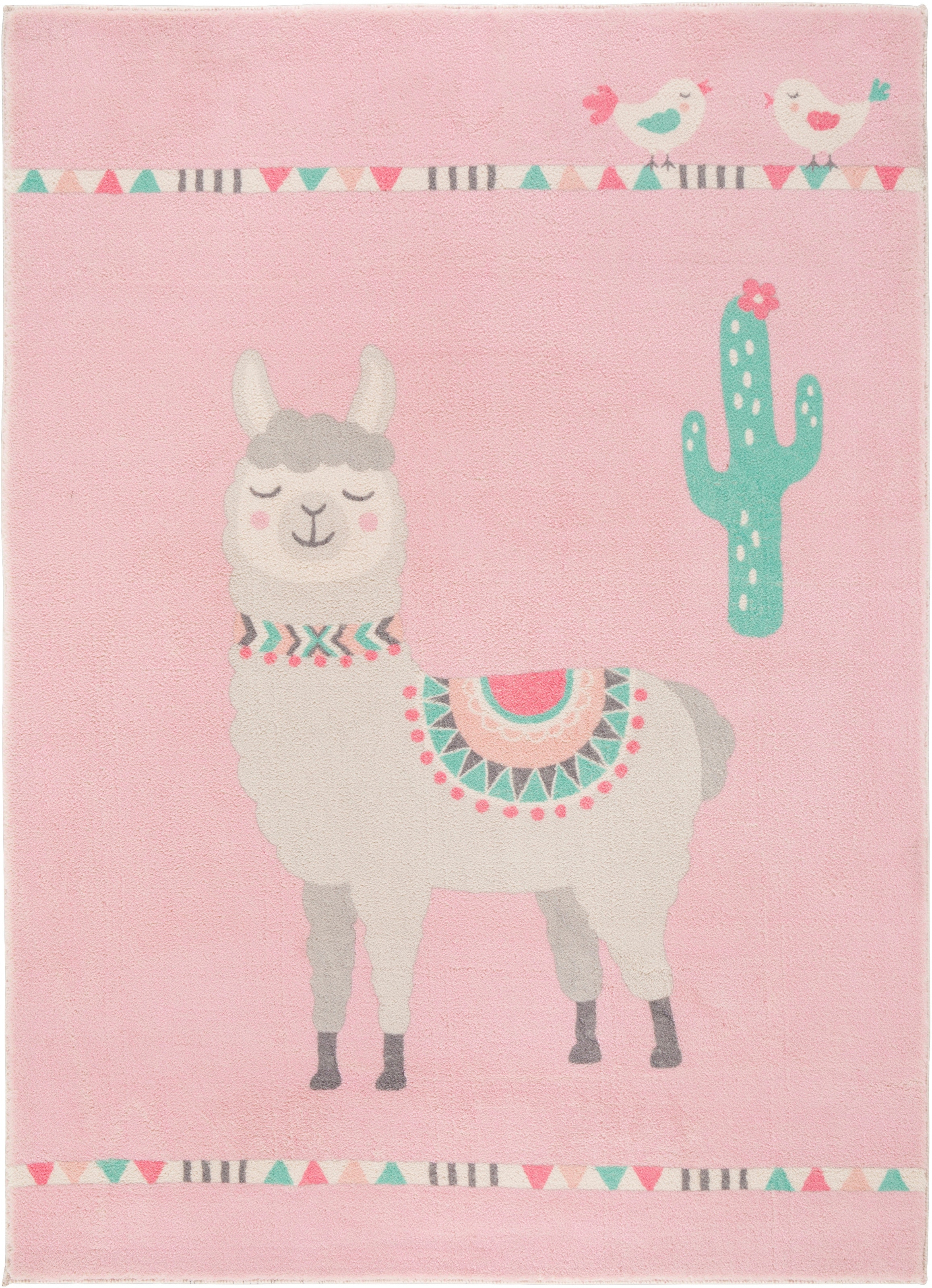 Kinderteppich »Lama Lulu«, rechteckig, Lama-Motiv, Pastell-Farben, Kinderzimmer