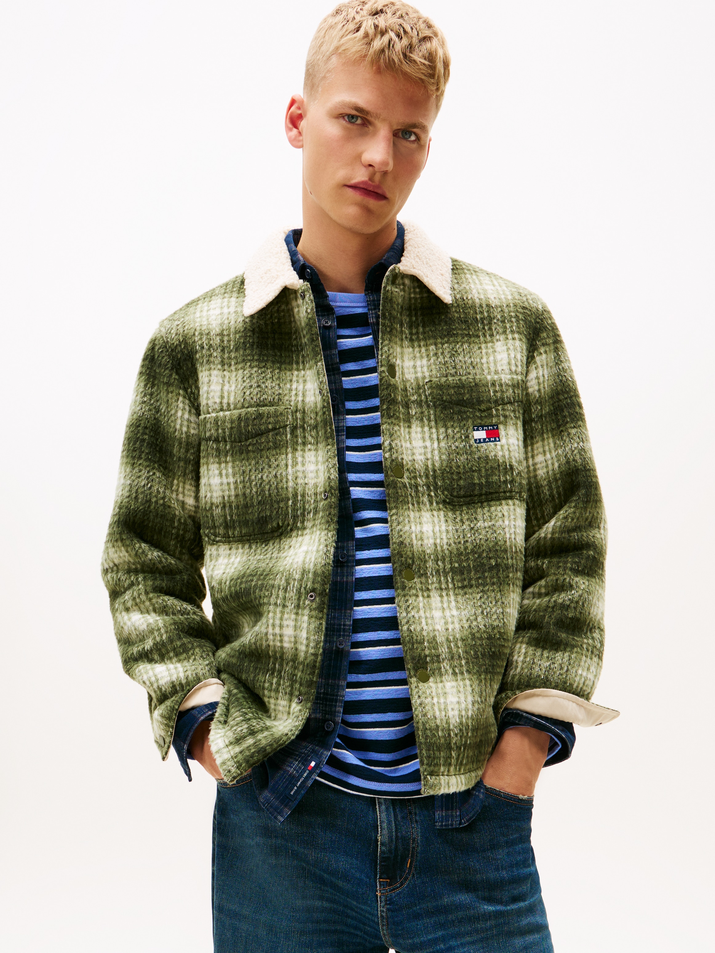 Tommy Jeans Karohemd "CHECK TEDDY OVERSHIRT" Overshirt Jacke Holzfäller kRe günstig online kaufen