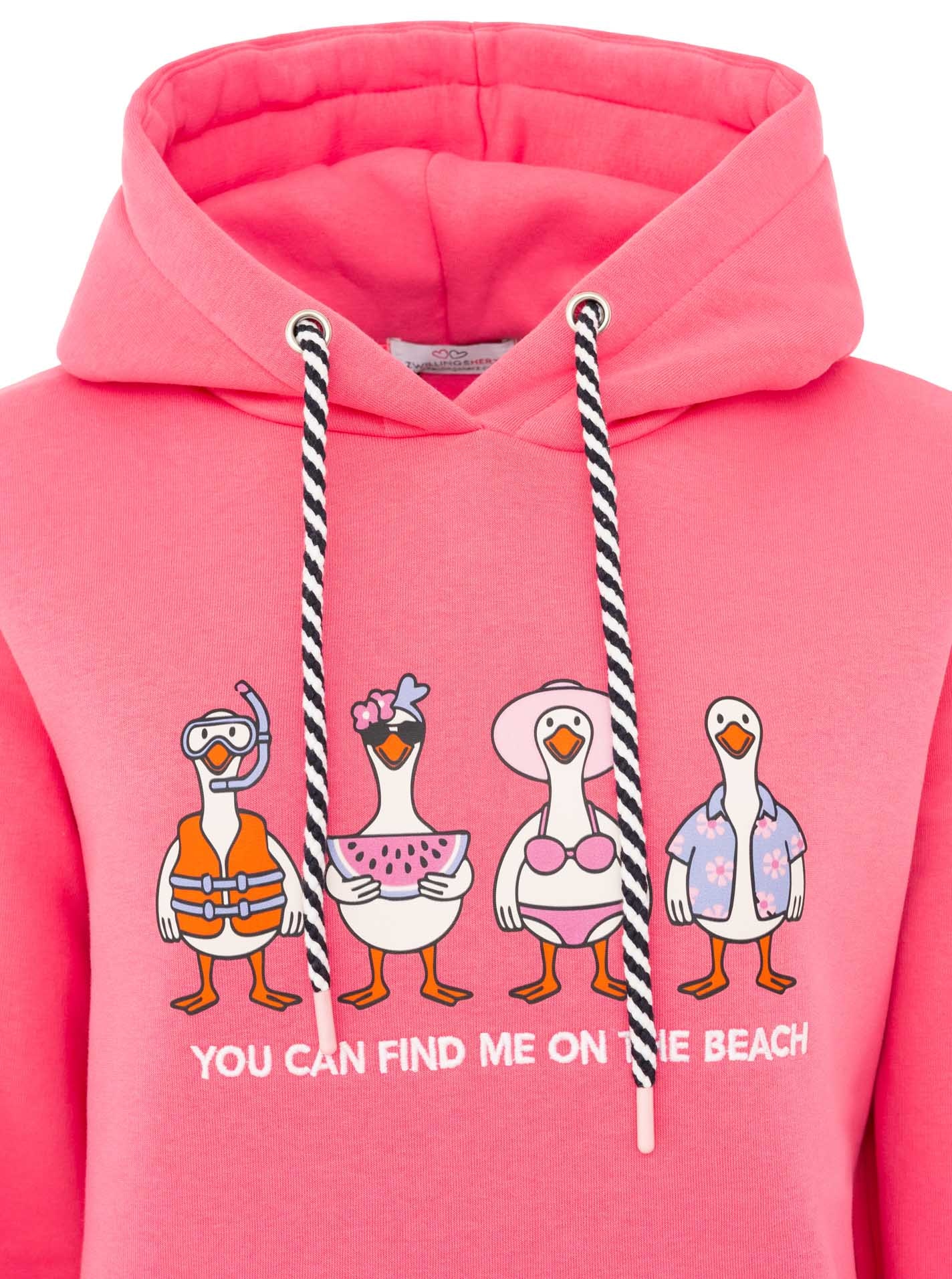 Zwillingsherz Hoodie »"Summer Ducks"«, lustiges Möwen Motiv, Kapuze mit gestreifter Kordel, Kängurutasche
