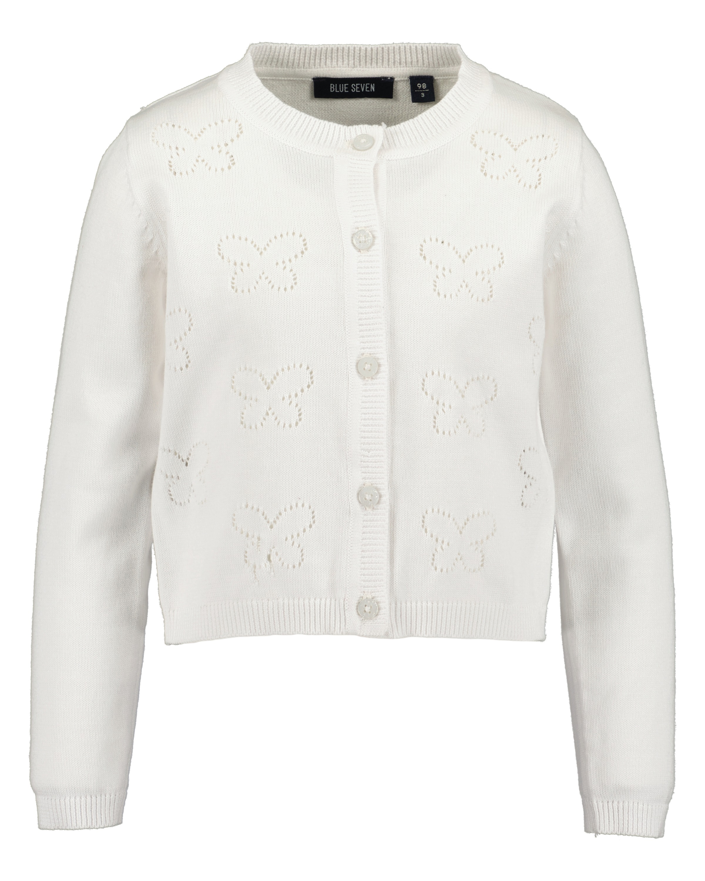 BLUE SEVEN Mädchen Strickjacke "Blue Seven Strickjacke"0001, weiß, Gr. 128, 100% Baumwolle, Strickjacken