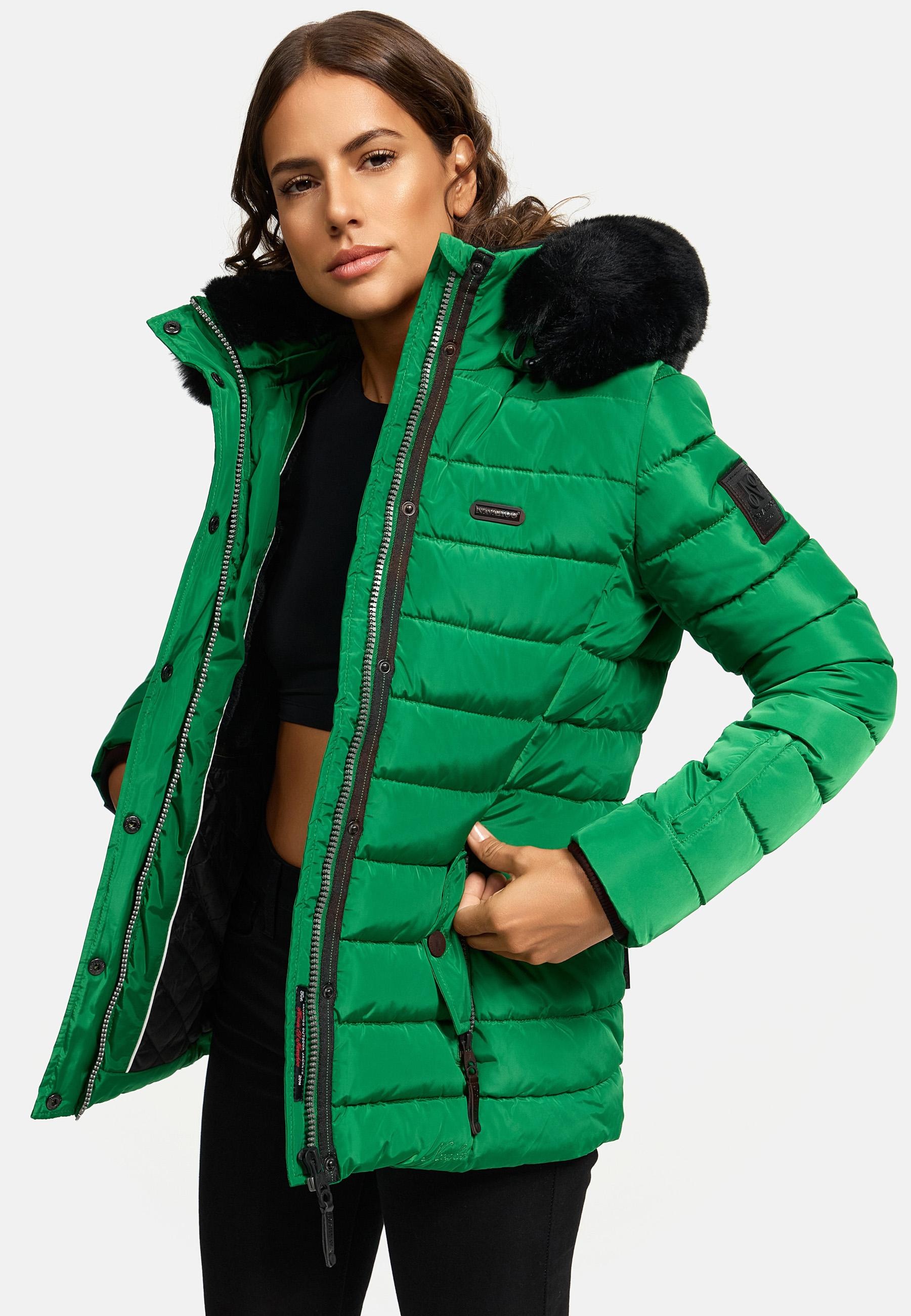 Navahoo Steppjacke »Milianaa«, mit Kapuze, Edle Winterjacke mit weicher Kunstfell-Kapuze