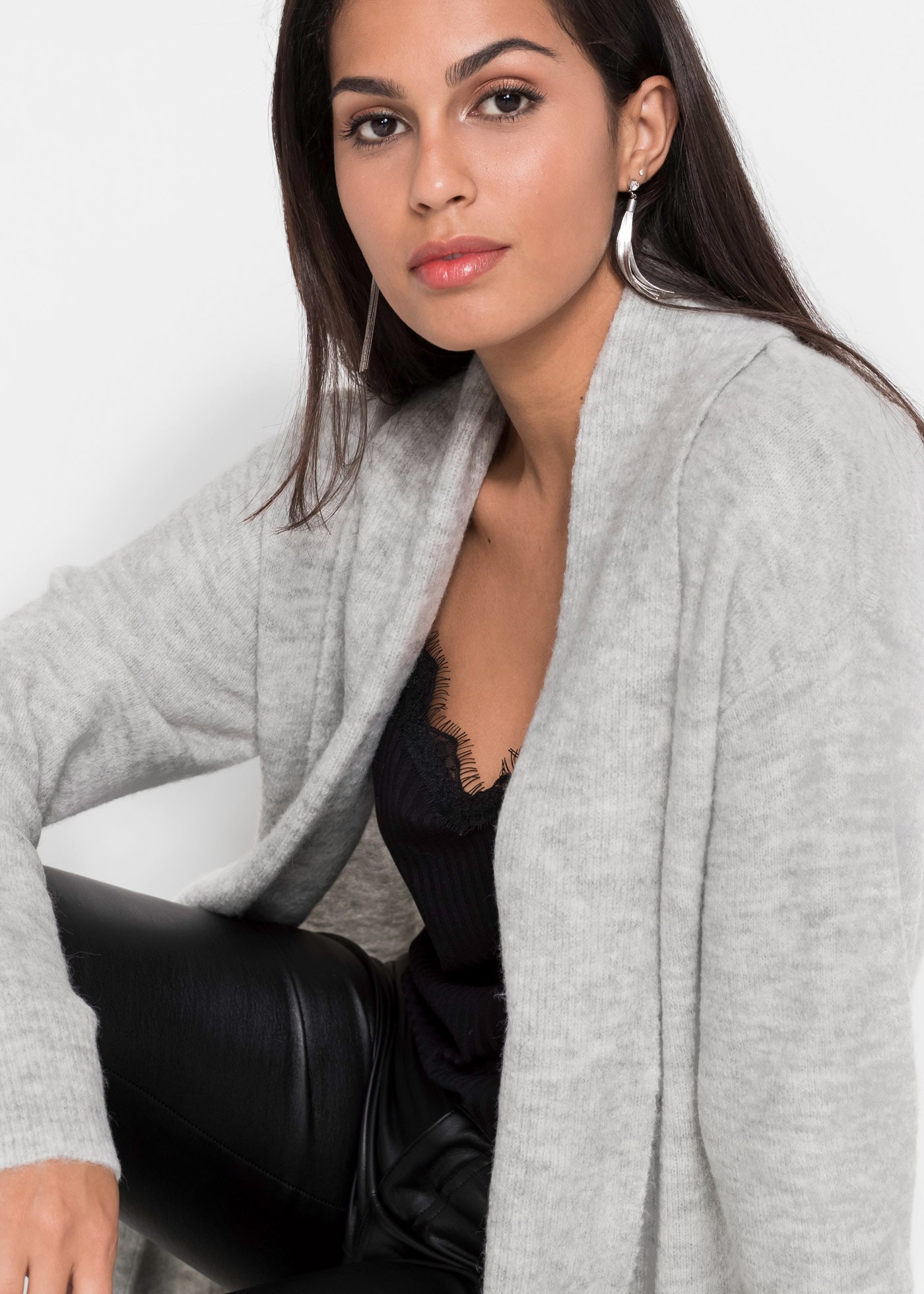 bonprix Longstrickjacke »Longstrickjacke mit Schalkragen«, Longstrickjacke mit Schalkragen
