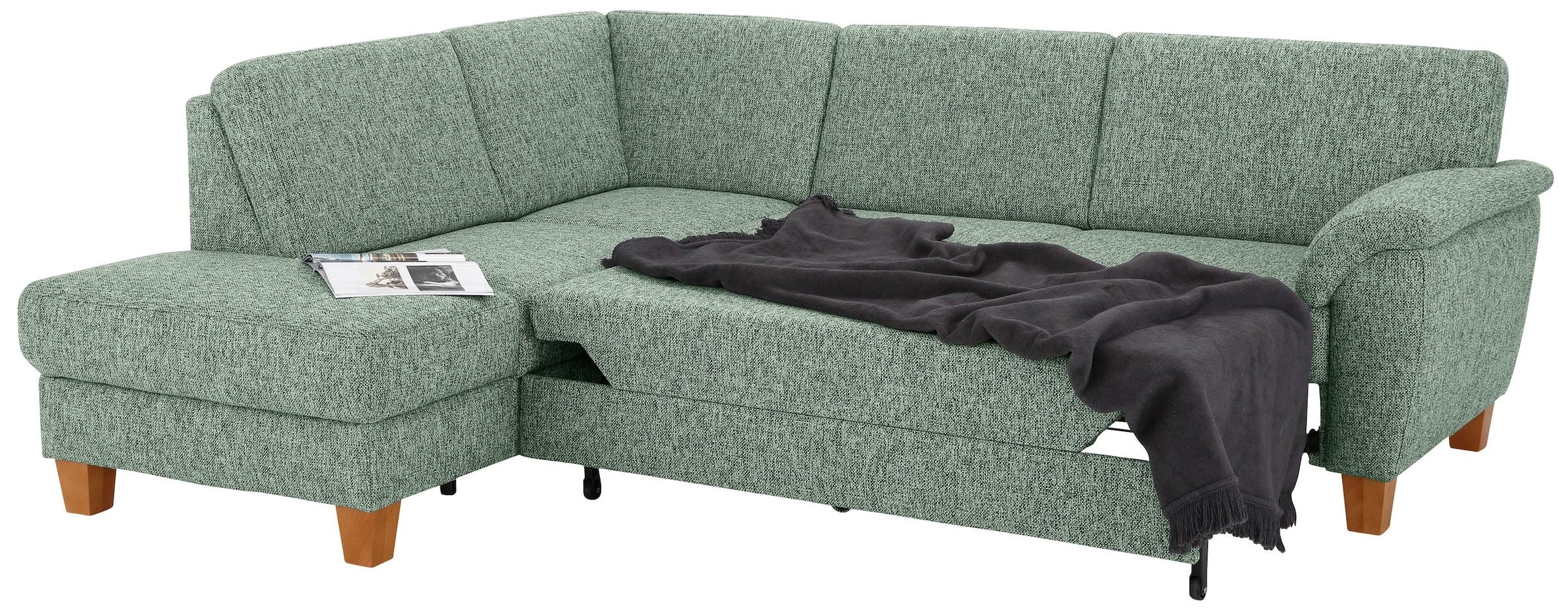 Home affaire Ecksofa »Alta L-Form«, mit Federkern und Kontrastnaht, Füße Buche eichefarben