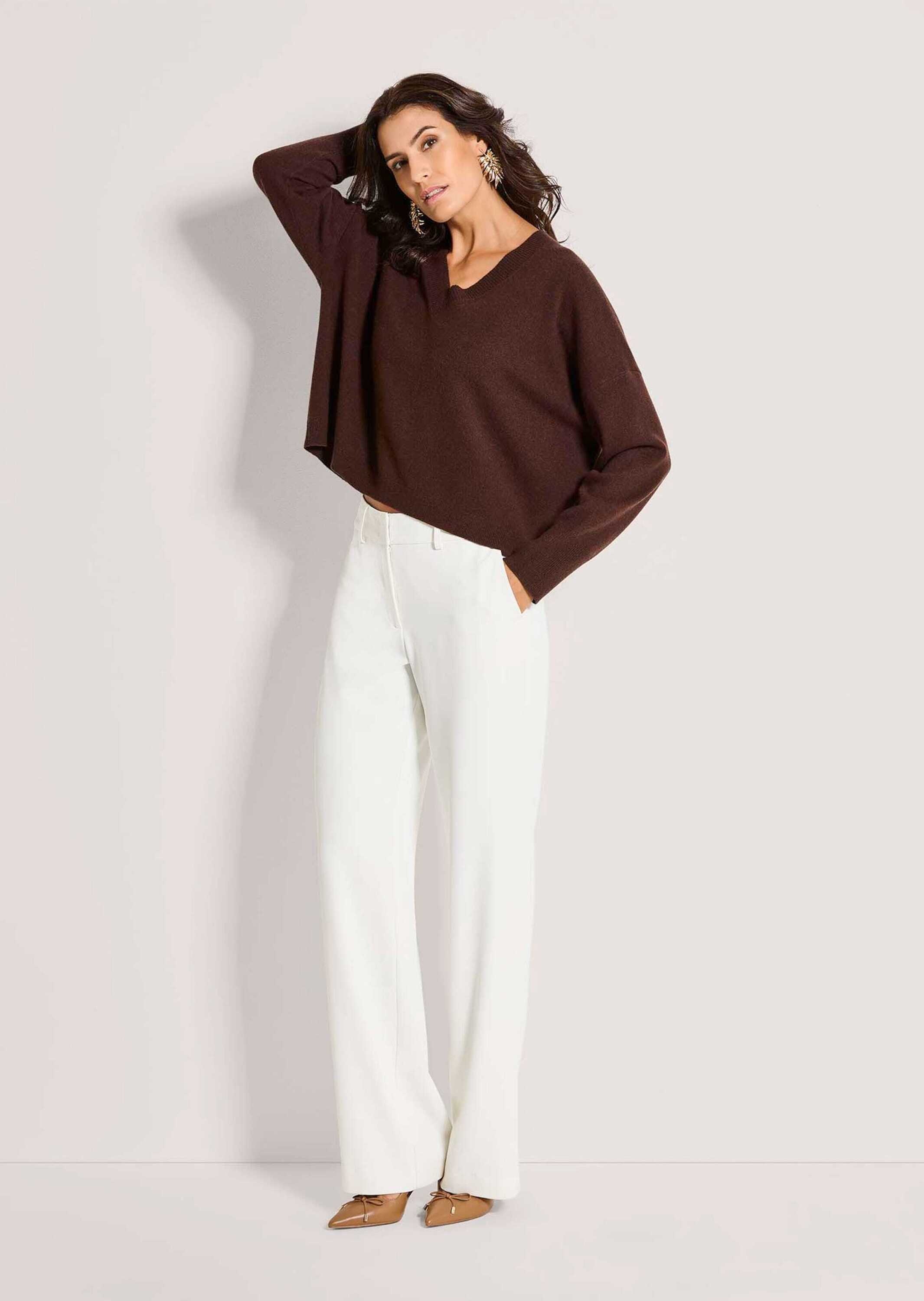 MADELEINE Longpullover "Feinstrickpullover Oversize-Pullover mit V-Ausschni günstig online kaufen