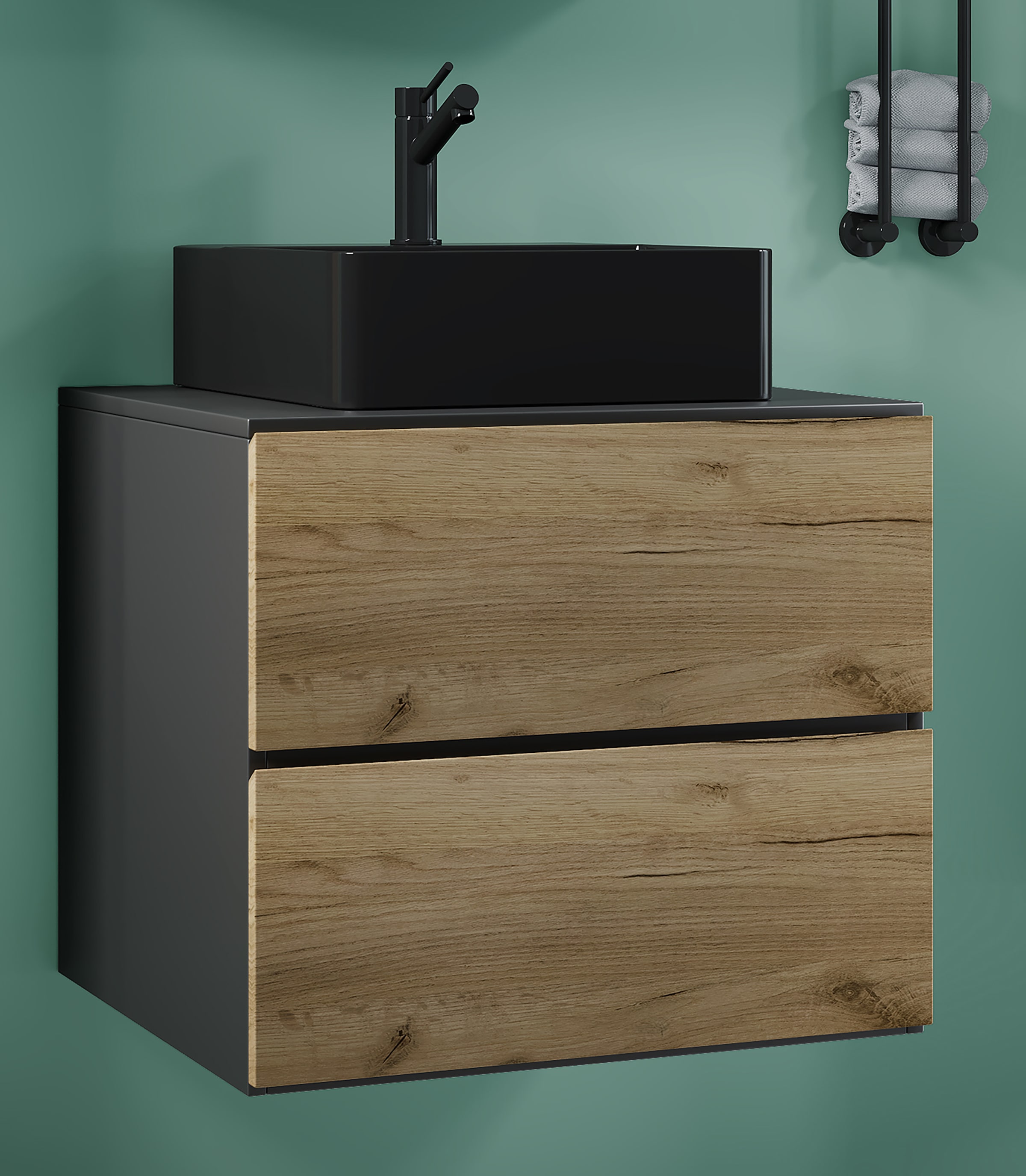 VCM Waschbeckenunterschrank »VCM 2-tlg. Waschplatz Waschtisch Badmöbel Set Waschbecken Lendas S BL Schublade«, (2 St.)