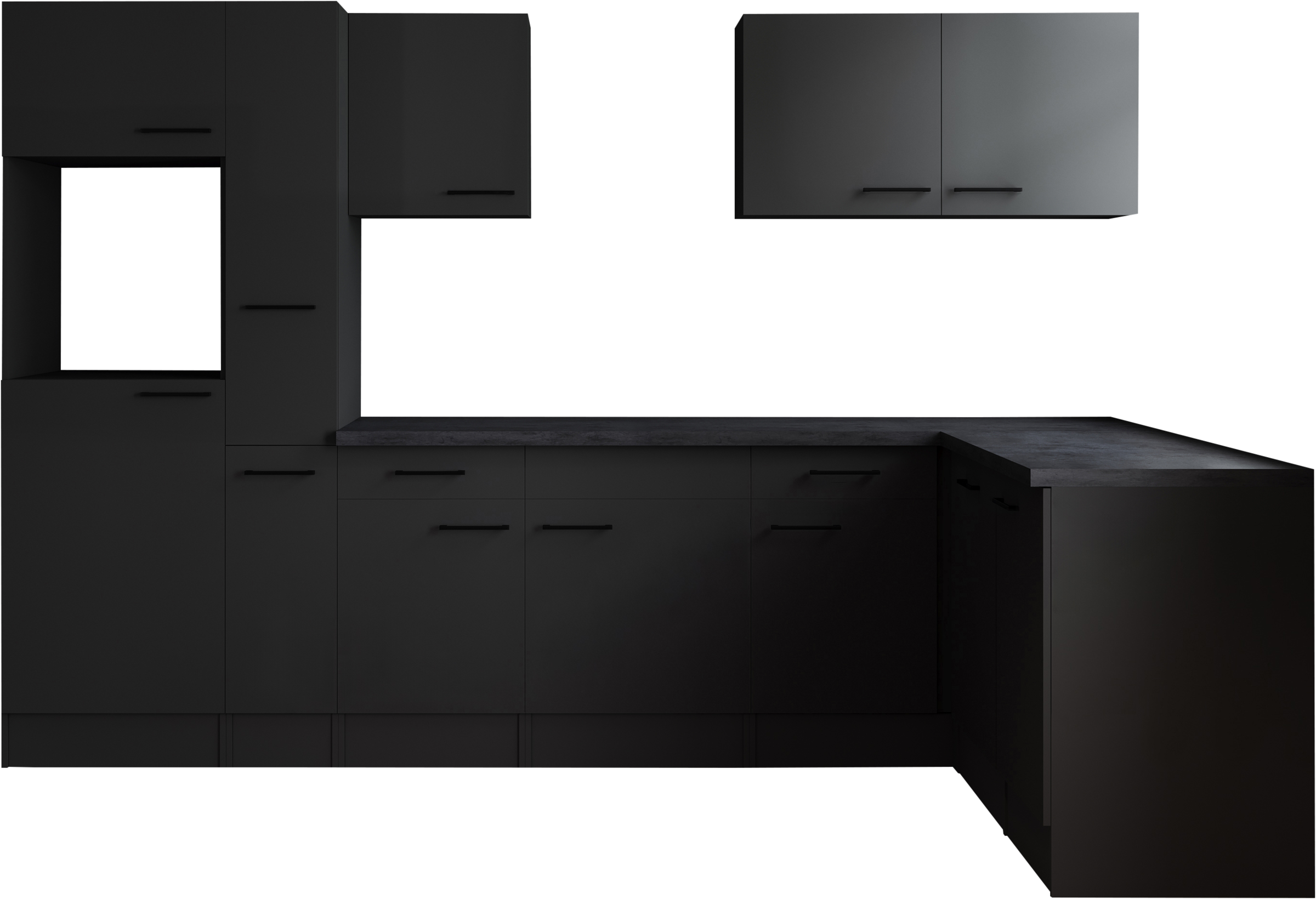 Winkelküche RESPEKTA, B:310cm H:205cm T:172cmküche: grau, front: grau matt, korpus: grau matt, arbeitsplatte: granit optik, Komplettküchen-Sets,