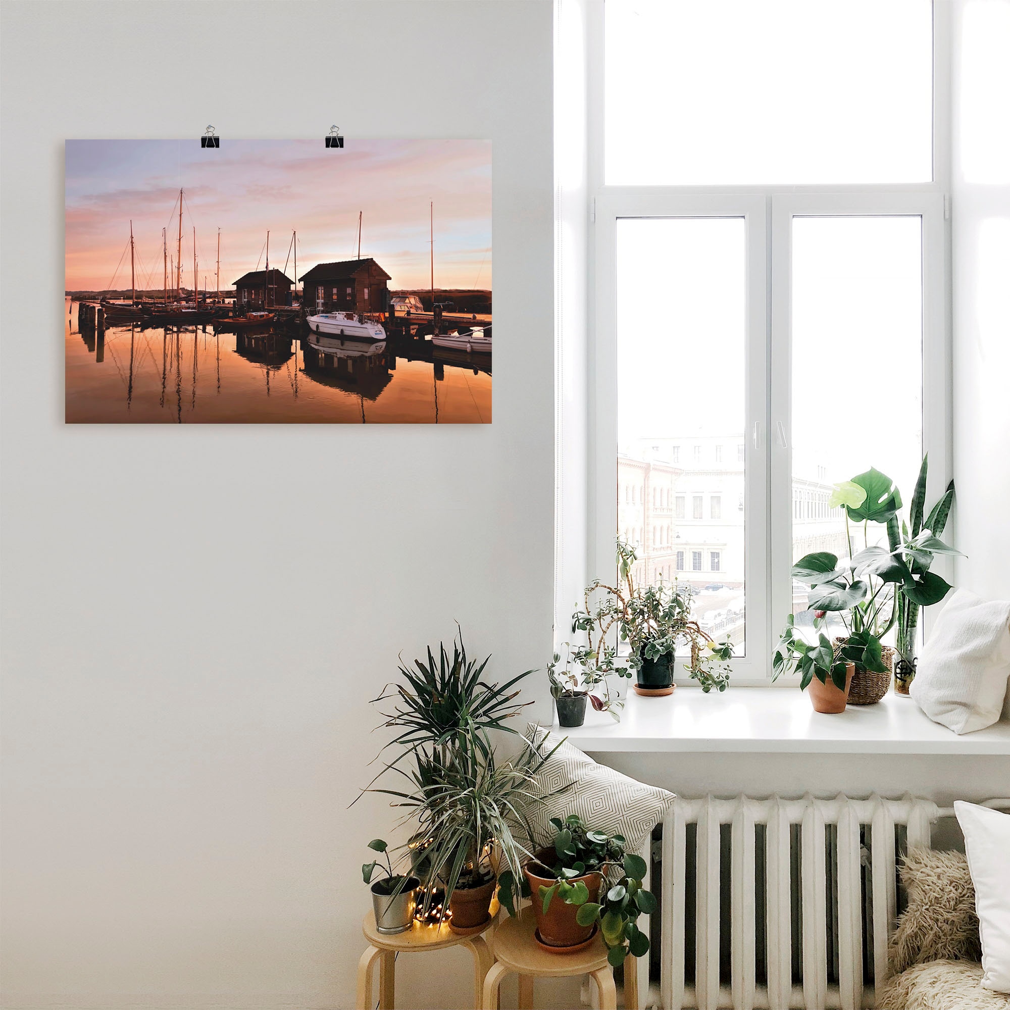 Artland Wandbild »Sonnenuntergang Hafen Meer«, Boote & Schiffe, (1 St.), als Alubild, Leinwandbild, Wandaufkleber oder Poster in versch. Größen