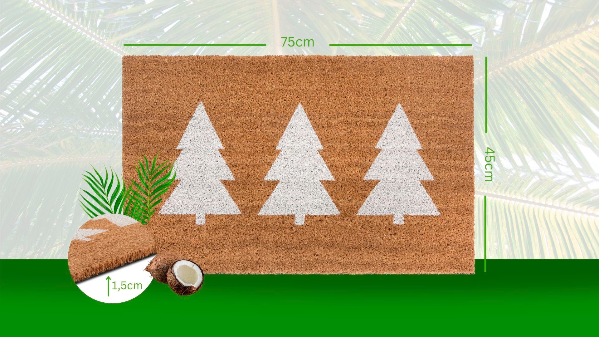 HANSE Home Fußmatte »Mix Mats Kokos Pine Trees, Türmatte«, rechteckig, 15 mm Höhe, Weihnachten, Schmutzfangmatte, Outdoor, Rutschfest, Innen, Kokosmatte