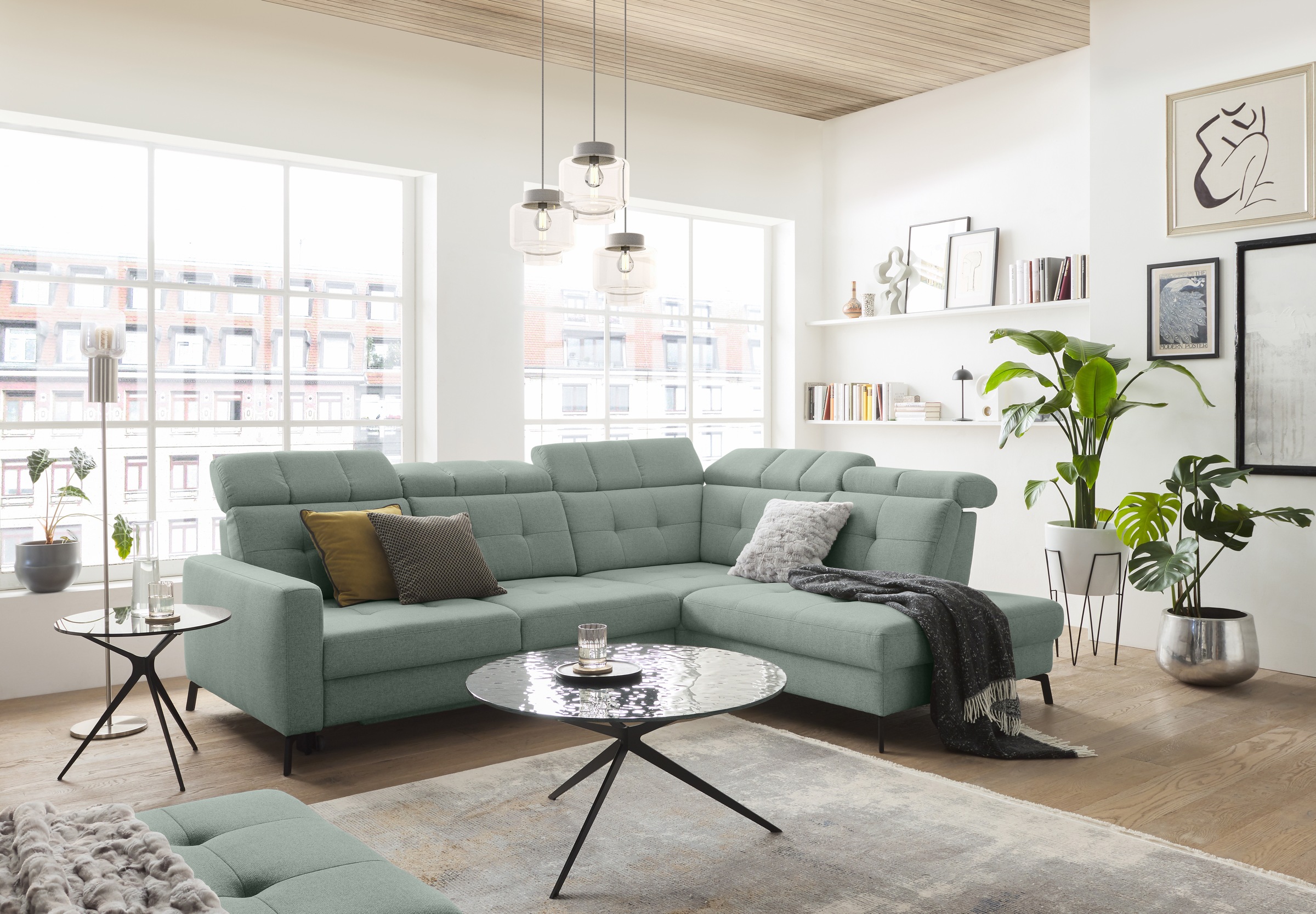 Musterring Ecksofa "MR 4615" mit Kopf- und Rückenverstellung, Metallfuß schwarz, Maße 272 x 214 cm