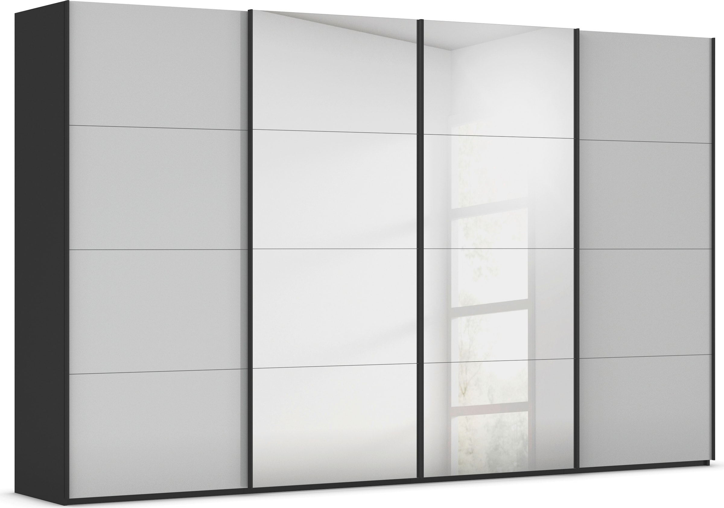 rauch "Kleiderschrank Schrank Garderobe Schlafzimmerschrank SCALE-FYRA" edle viergeteilte Türen Spiegel/Glas-Mix viele Farben MADE IN GERMANY