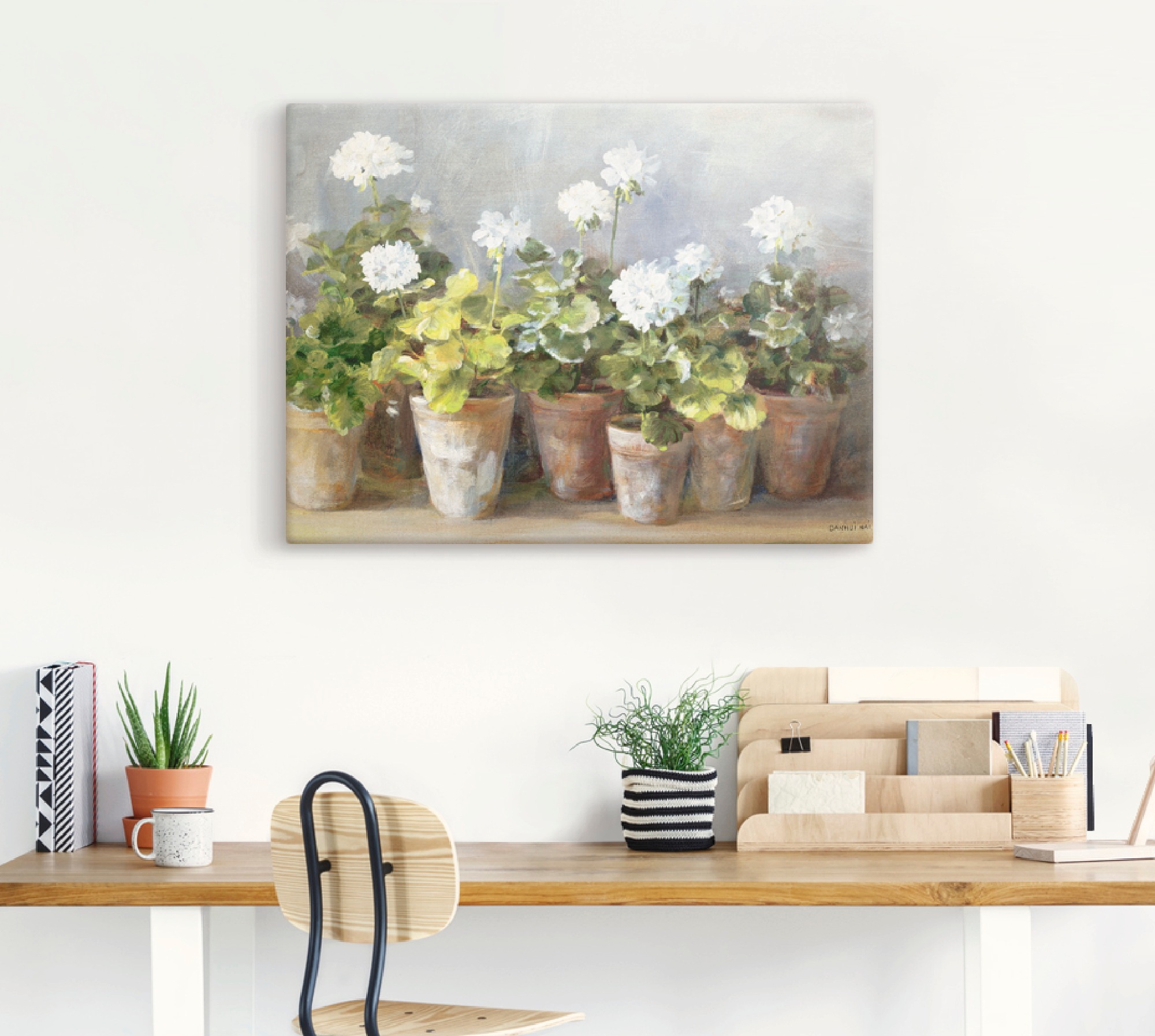 Artland Wandbild "Weiße Geranien" Blumen 1 Stk. tlg. als Leinwandbild, Post günstig online kaufen