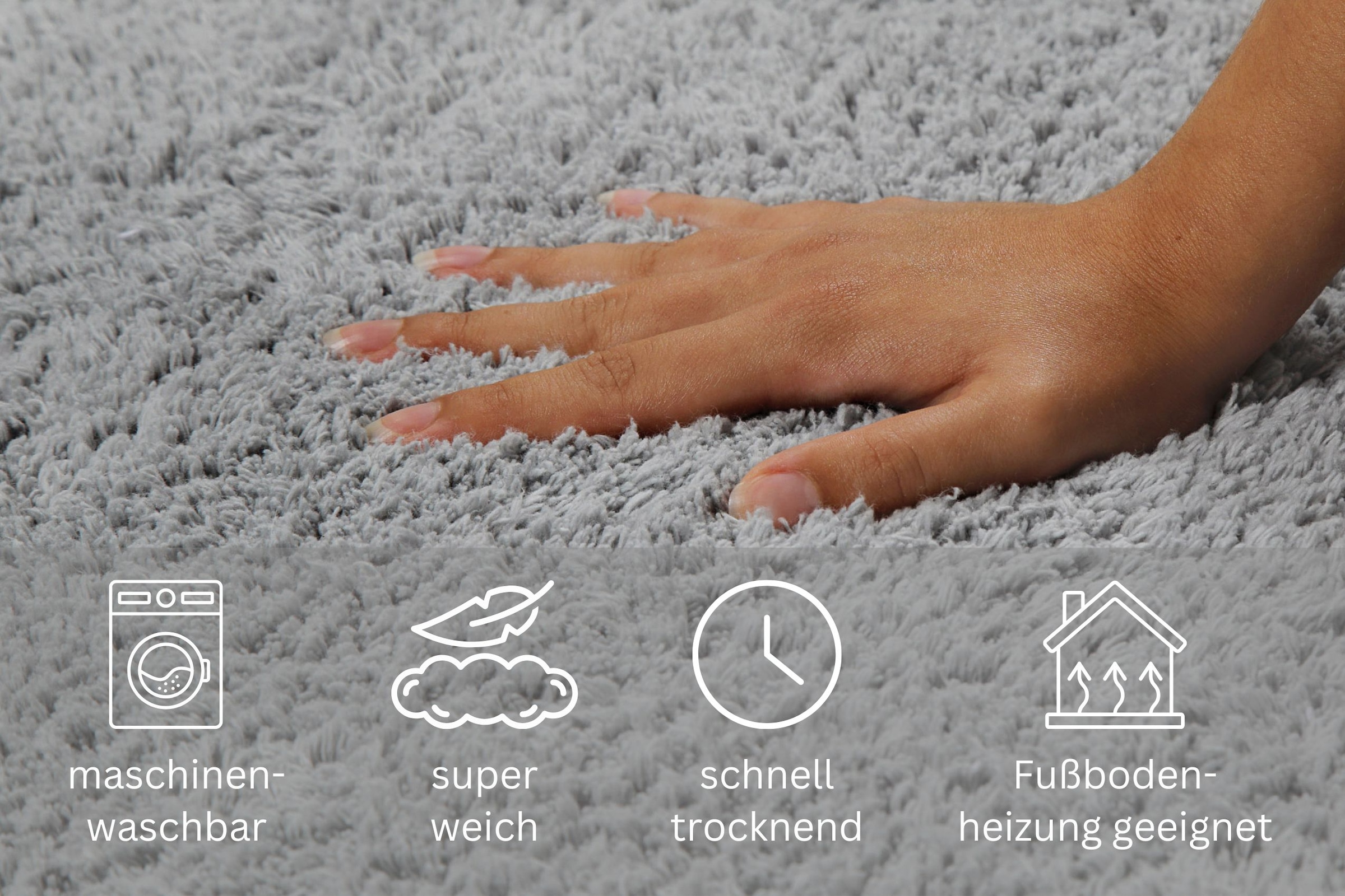my home Badematte »Kian«, fußbodenheizungsgeeignet, Badvorleger, Badteppich aus 100%Baumwolle, weich, waschbar, saugfähig