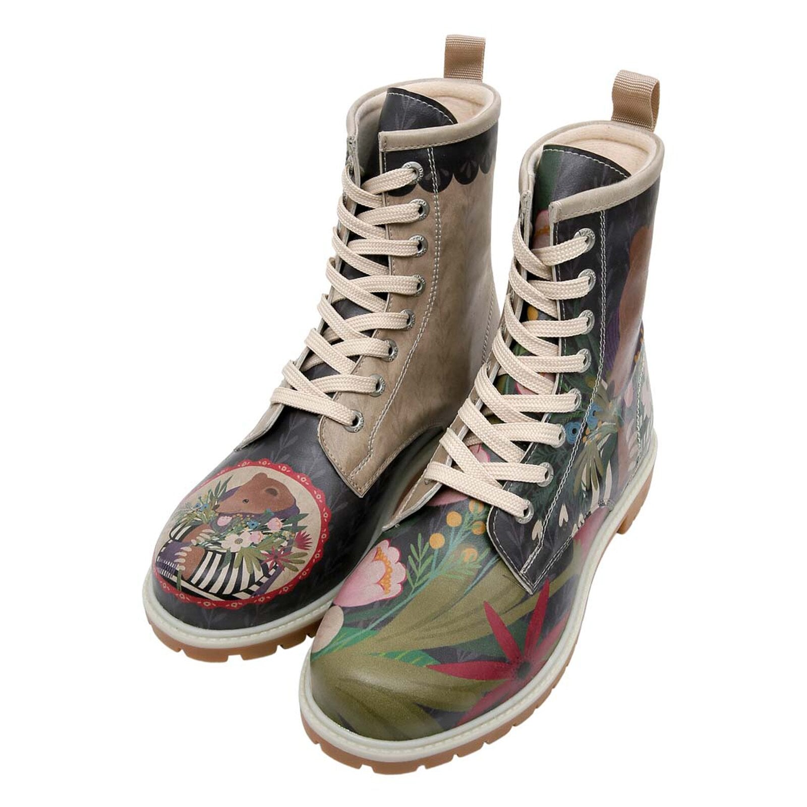 DOGO Schnürboots "Damen Boots Bear and Flowers Vegan Damen Boots / female", günstig online kaufen