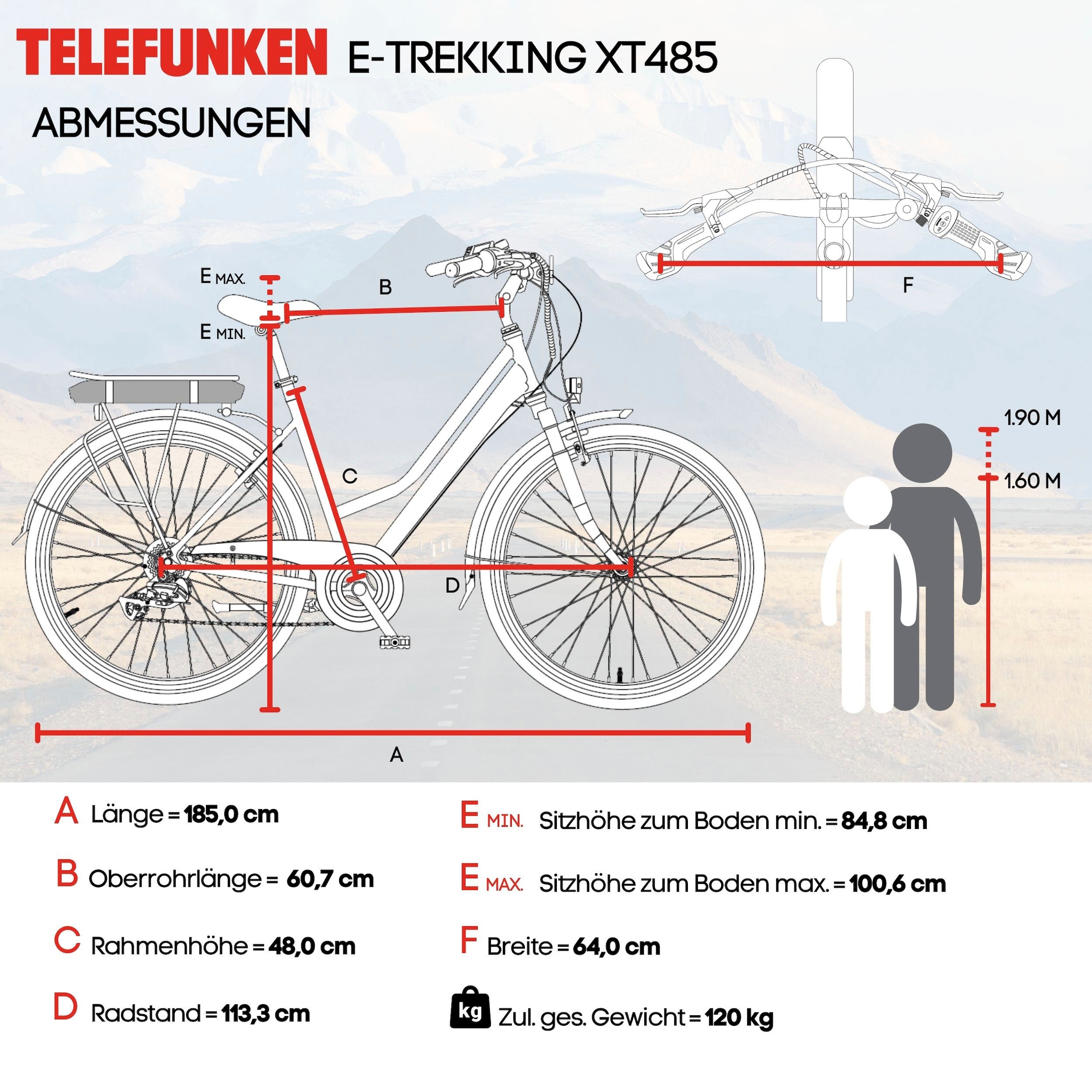 Telefunken E-Bike »E-Trekking Expedition XT485 Damen«, 21 Gang, Shimano, Acera, Heckmotor 250 W, Pedelec, Elektrofahrrad, Trekkingrad, Damen, innerhalb StVZO, 28 Zoll