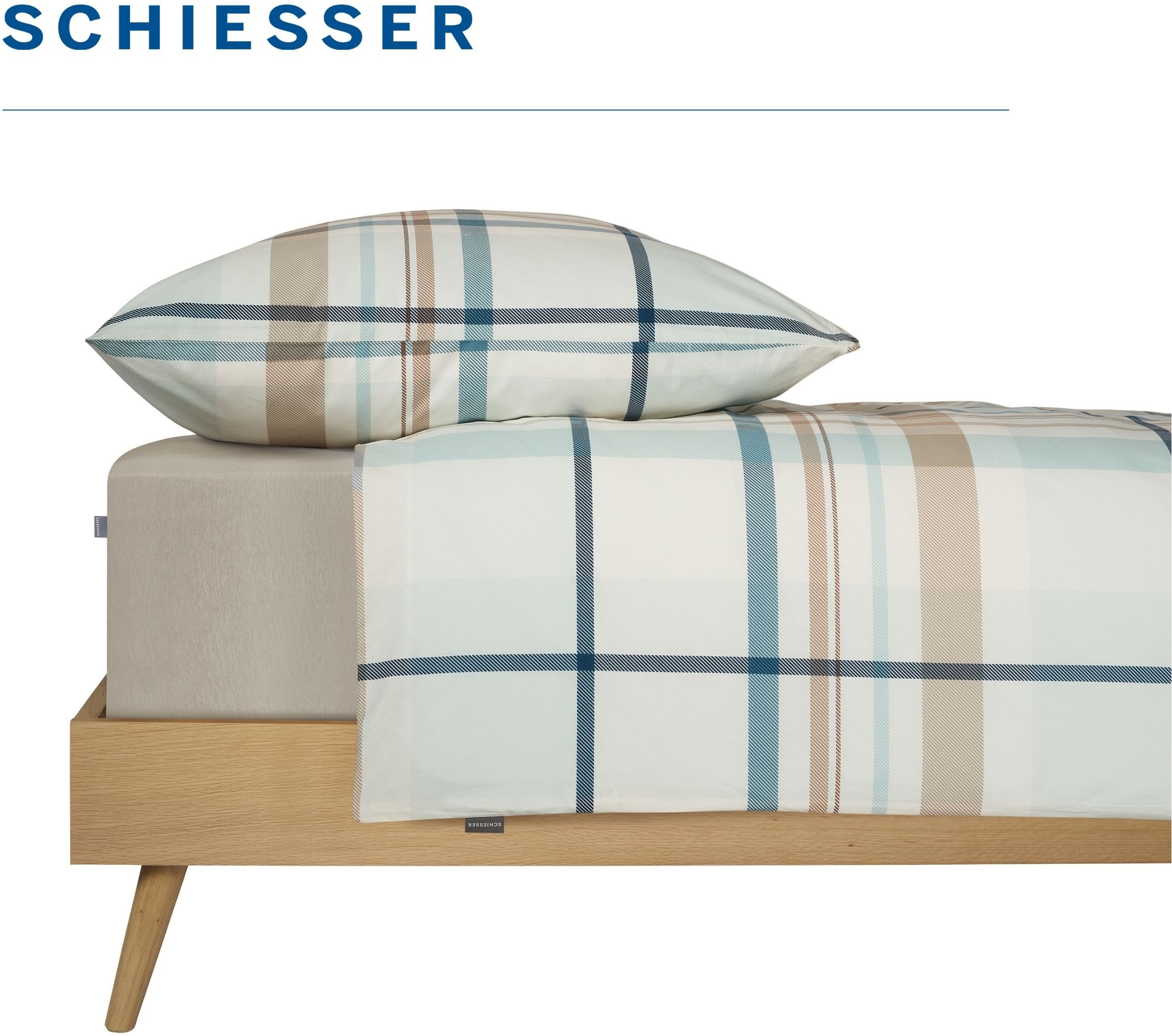 Schiesser Bettwäsche »Ezra aus weicher Baumwolle und einem wunderschönen Karo« 2 Stk. OEKO-TEX® MADE IN GREEN-zertifiziert