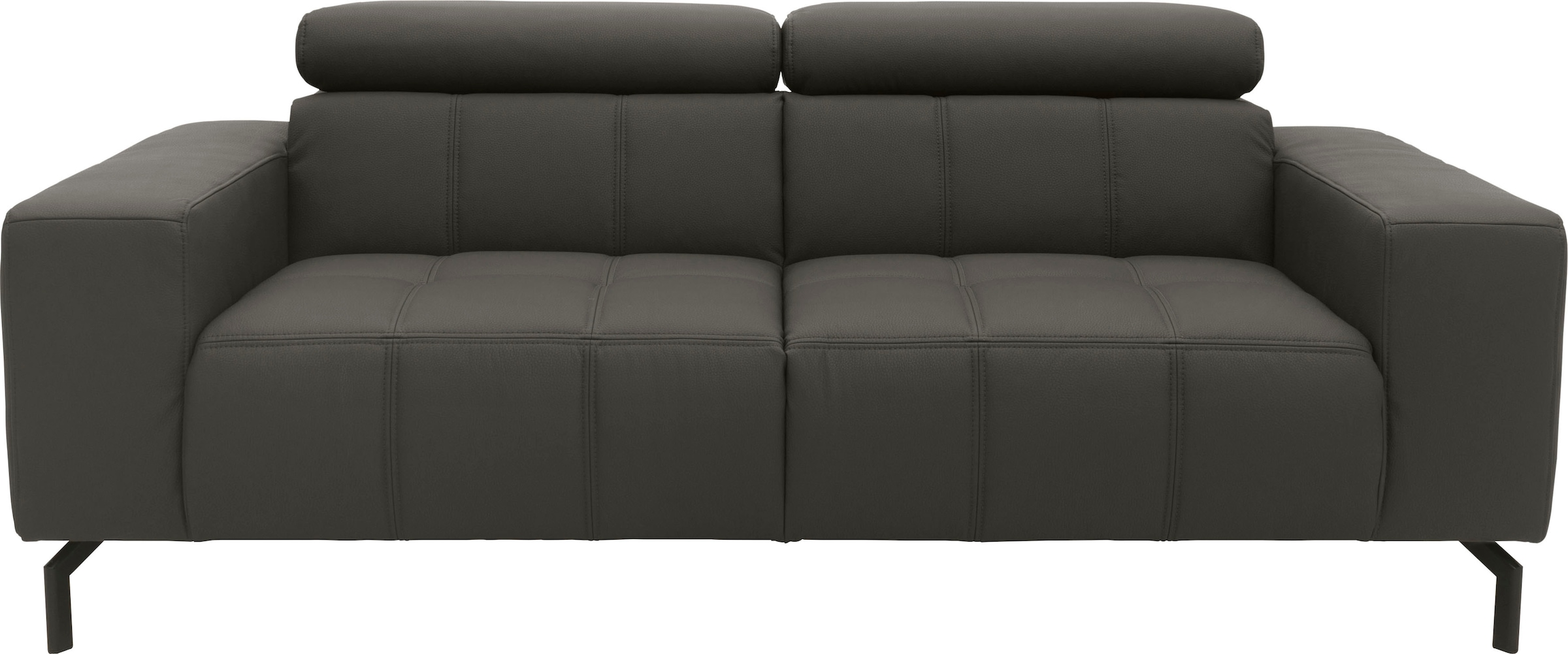 DOMO collection 2-Sitzer "Cunelli, moderne Sitznähte als Designelement, fester Sitzkomfort" whlw. verstellbare Kopfteile, passend für gängige Saugroboter